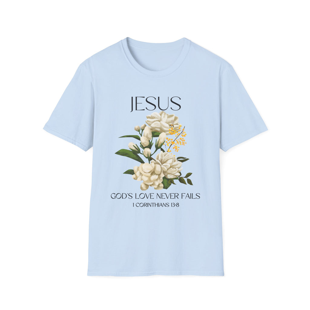 Jesus Floral Faith T-Shirt- Christian Graphic Tee, Inspirational Gift, Religious Apparel, Casualwear, Unisex