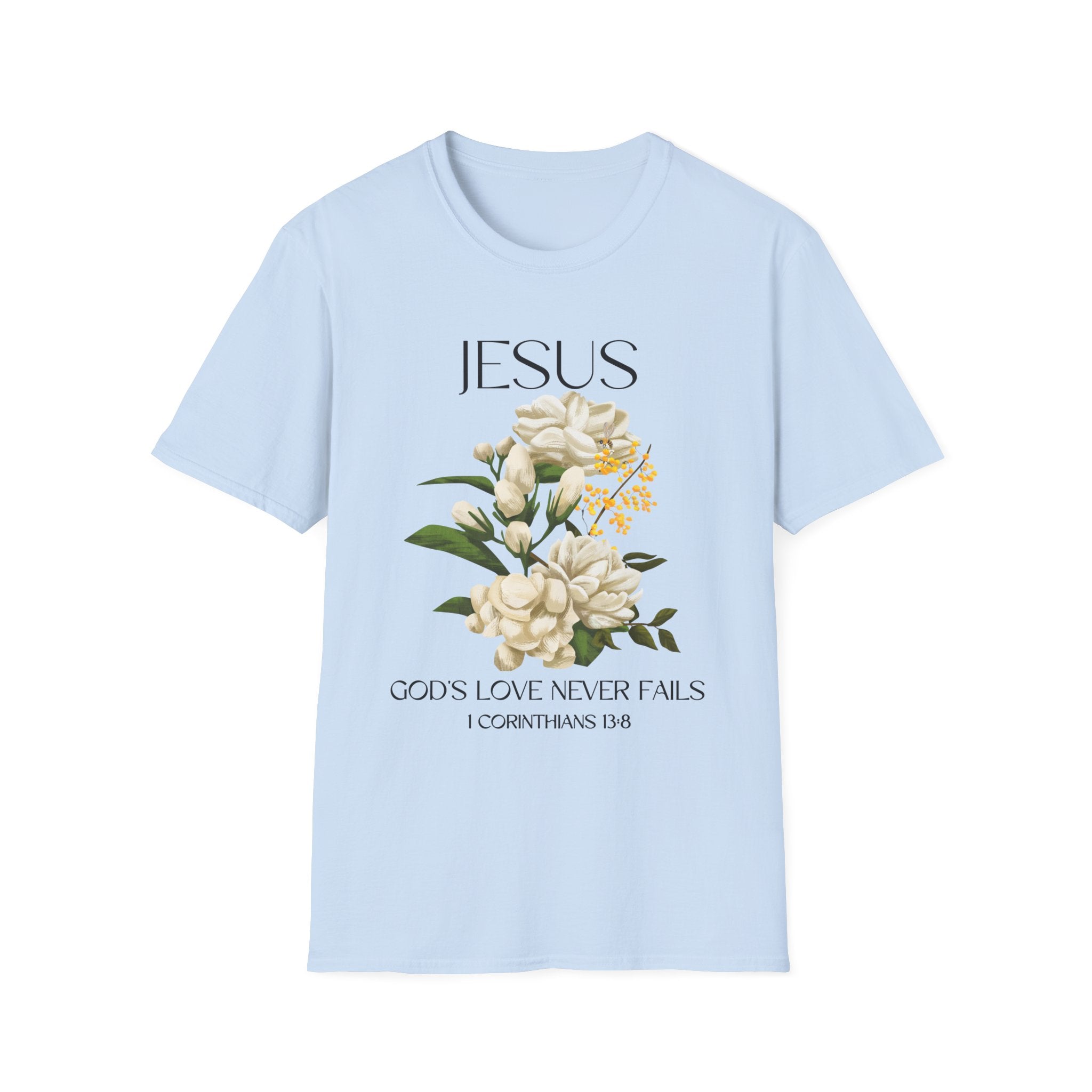 Jesus Floral Faith T-Shirt- Christian Graphic Tee, Inspirational Gift, Religious Apparel, Casualwear, Unisex