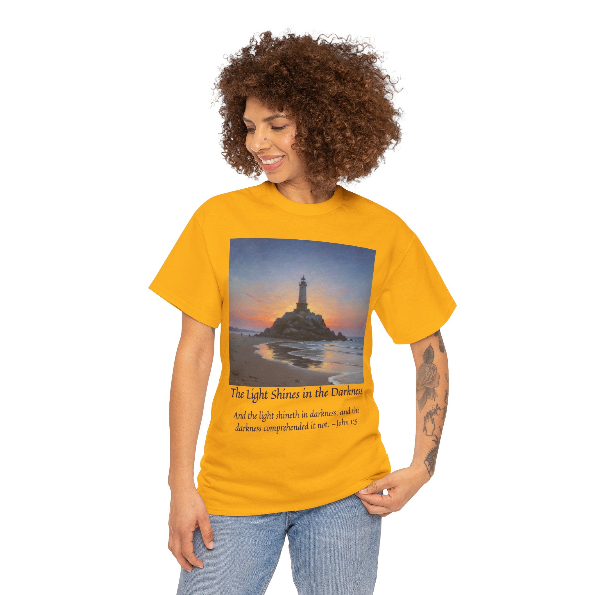 Light in Darkness Unisex Cotton Tee-inspired by Monet, Inspirational Shirt, Bible Verse Tee, Faith-Based Apparel, Perfect Gift for All Occasions
