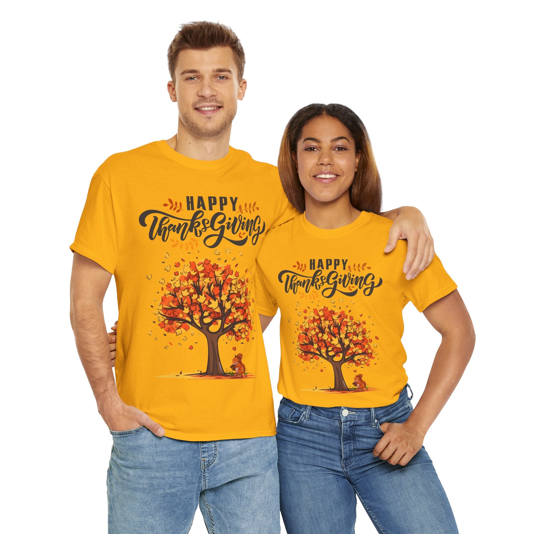 Happy Thanksgiving Tree Unisex Tee, Autumn Shirt, Holiday Apparel, Fall Fashion, Seasonal Gift
