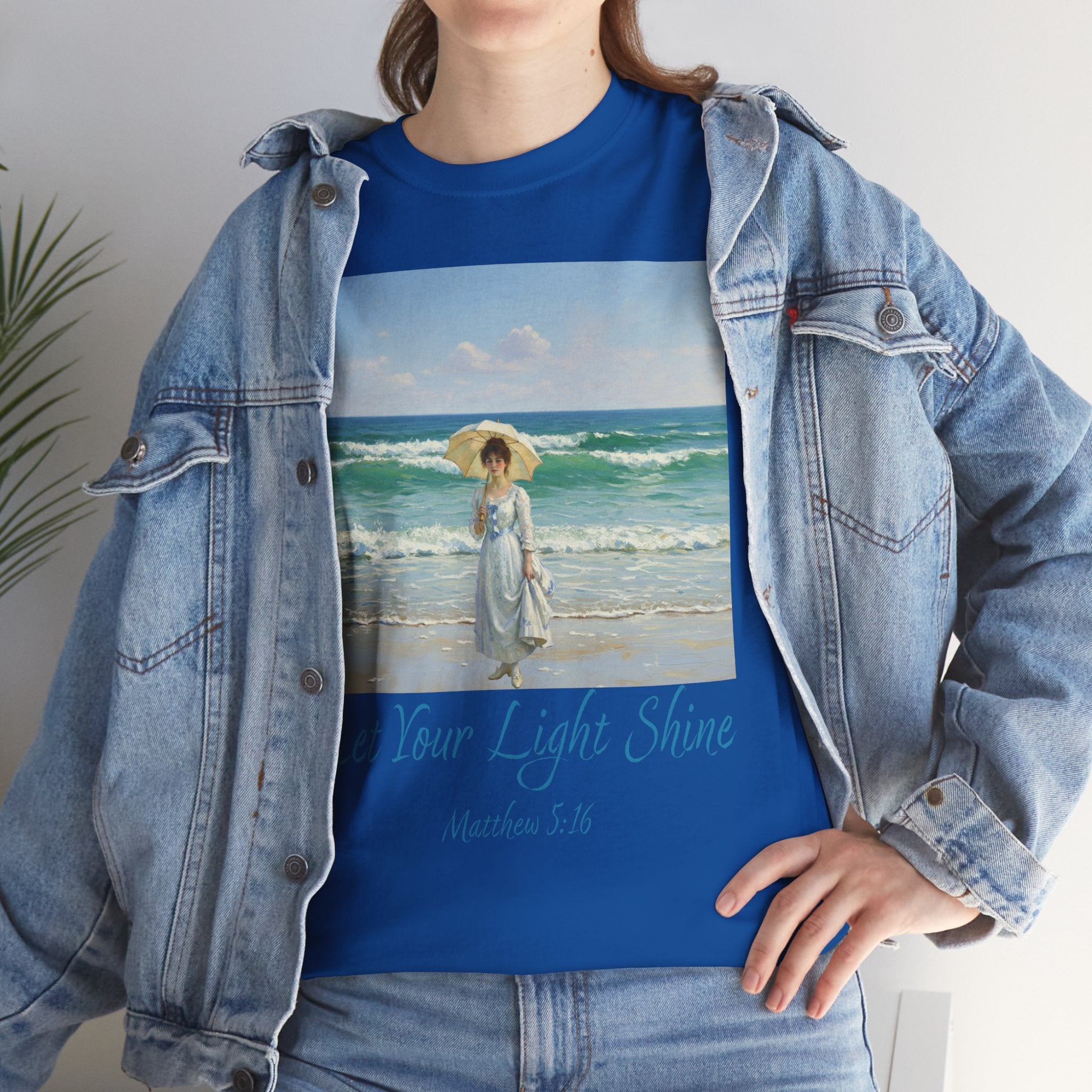 Let Your Light Shine- A Figure with a Parasol-Monet Style- Unisex Cotton Tee, Beach Vibes Shirt, Inspirational Summer Tee, Casual Gift for Her, Perfect for Days at the Shore