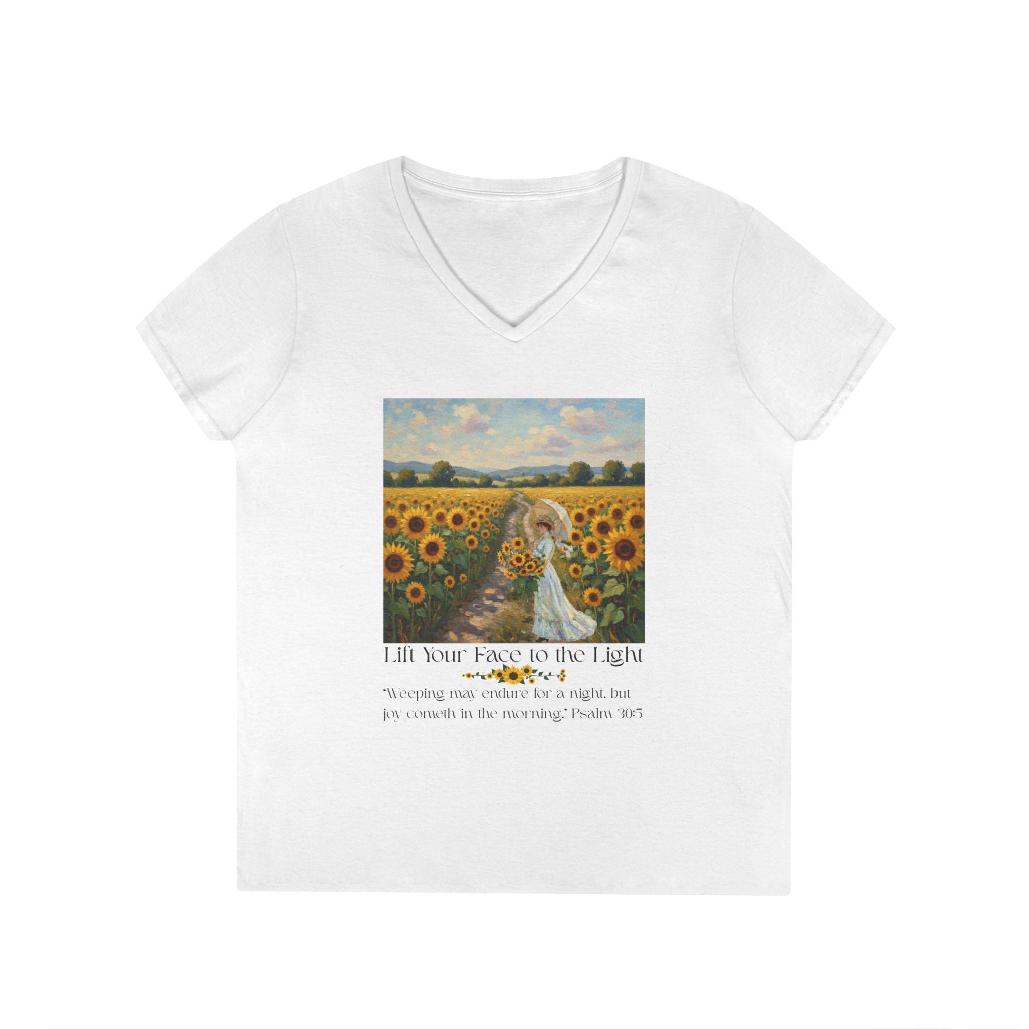 Sunflower Inspirational V-Neck T-Shirt, Motivational Tee, Gift for Her