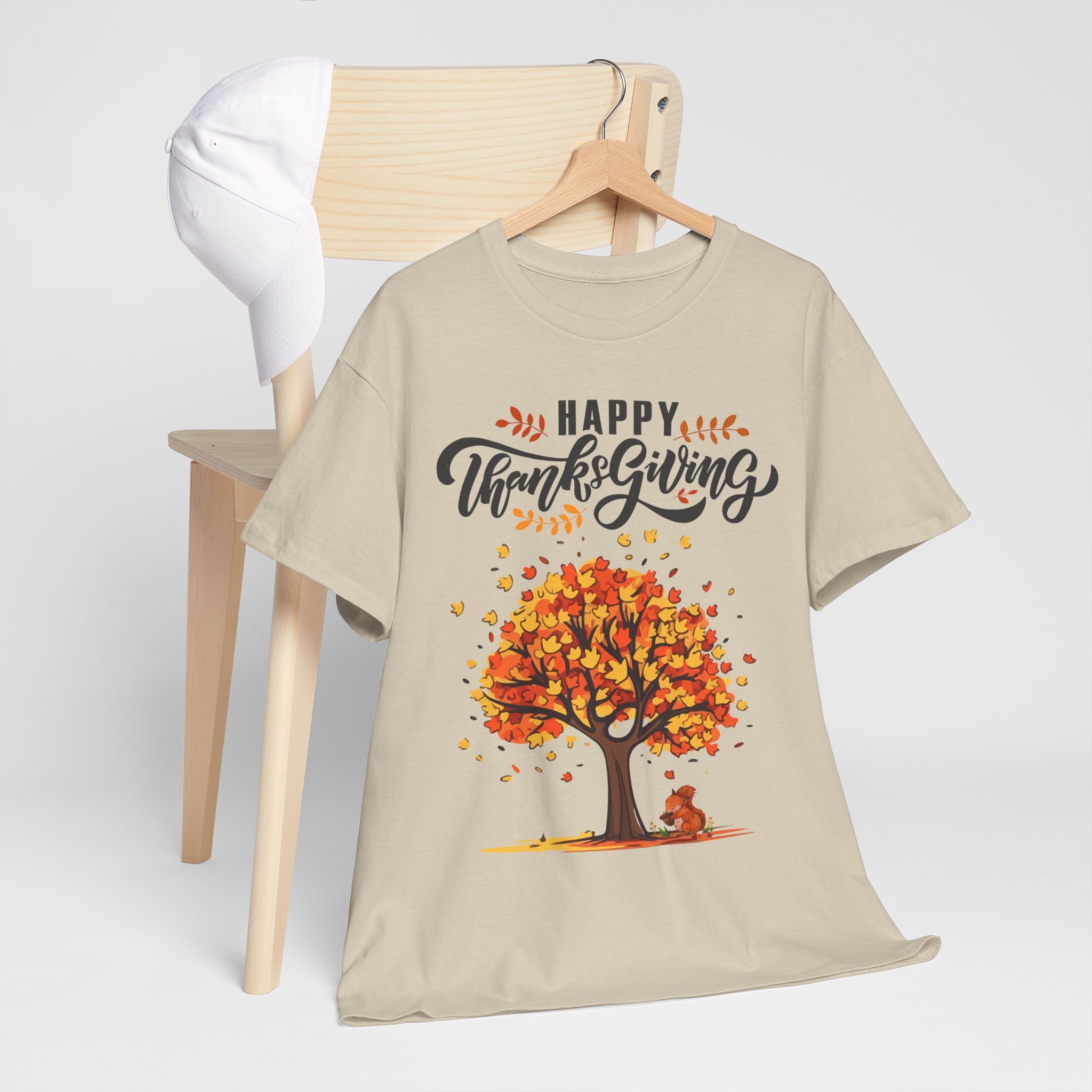 Happy Thanksgiving Tree Unisex Tee, Autumn Shirt, Holiday Apparel, Fall Fashion, Seasonal Gift