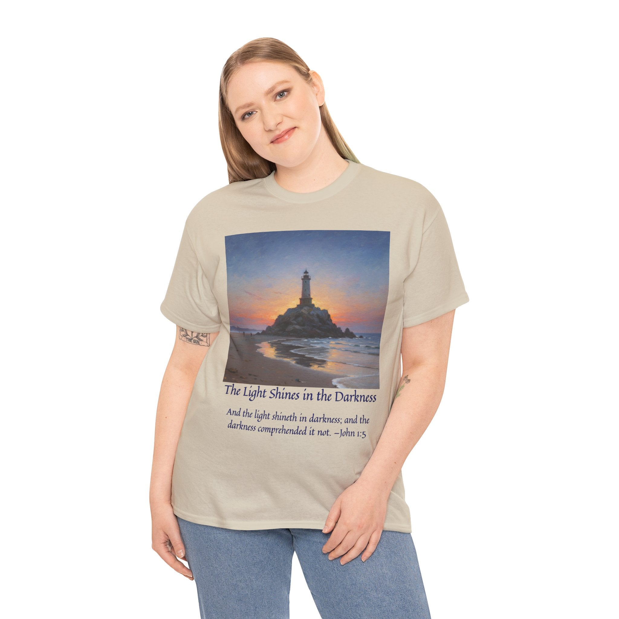 Light in Darkness Unisex Cotton Tee-inspired by Monet, Inspirational Shirt, Bible Verse Tee, Faith-Based Apparel, Perfect Gift for All Occasions