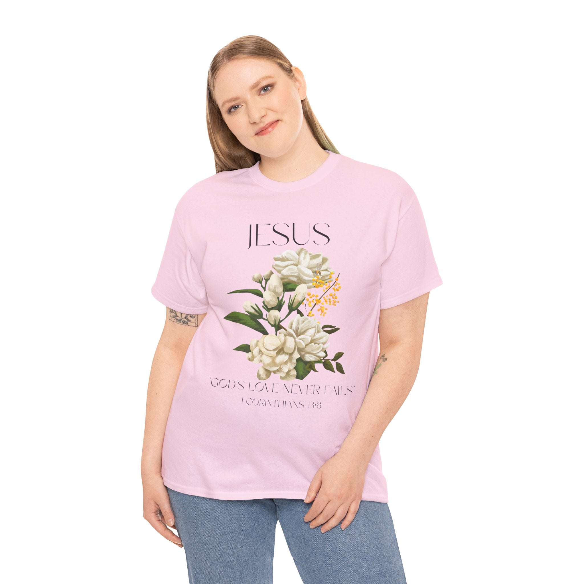 Jesus- God's love never fails-Unisex Heavy Cotton Tee