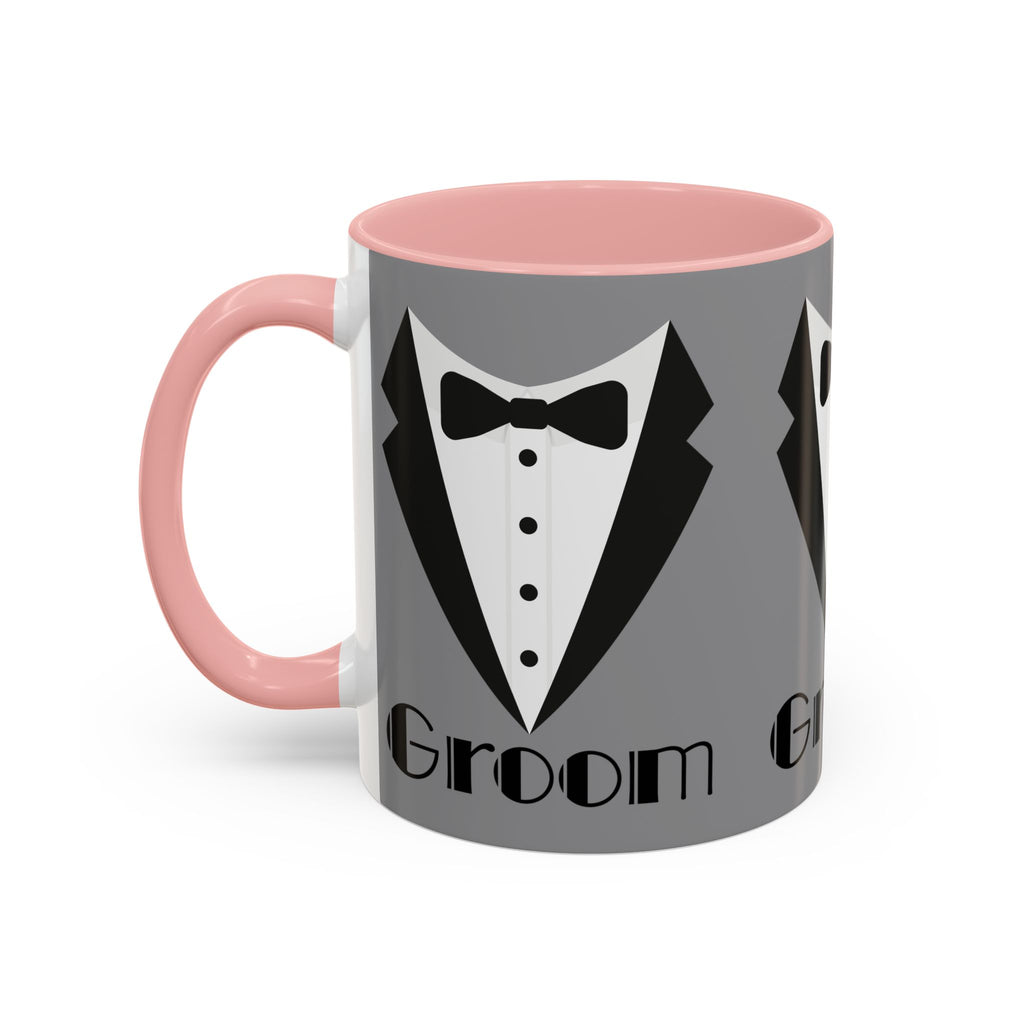 Groom Coffee Mug, Wedding Gift, Groomsmen Party Mug, Black and White Accent Mug, Engagement Celebration