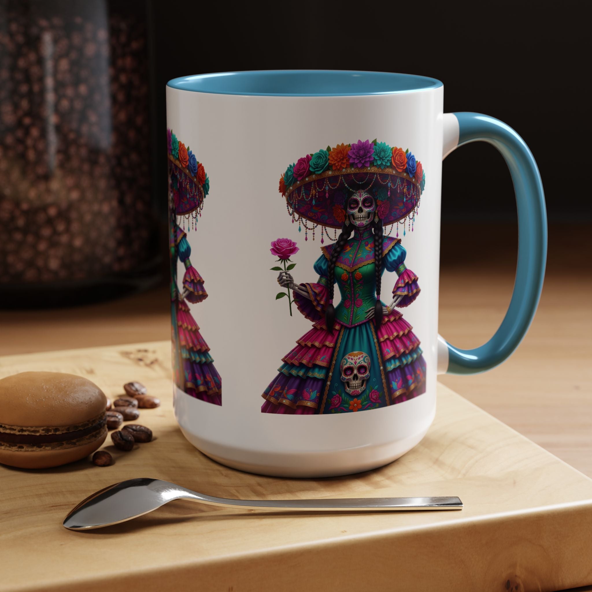 La Catrina Elegante – Día de los Muertos Inspired Artwork, Caffeine Lover Gift, Halloween Decor, Artful Drinkware