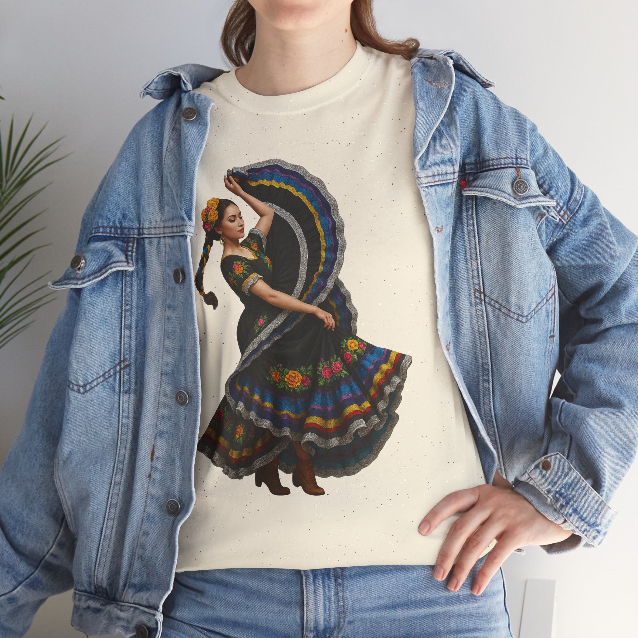 Folklórico Cultural Dance Graphic Tee, Unisex Heavy Cotton T-Shirt, Festival Apparel, Bohemian Style Shirt, Gift for Dancers, Ethnic Art Tee