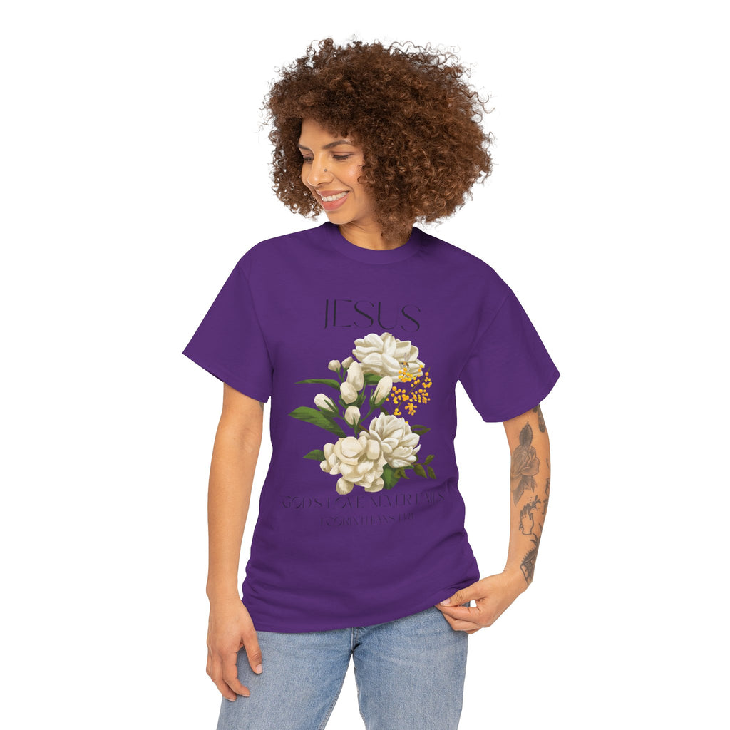 Jesus- God's love never fails-Unisex Heavy Cotton Tee