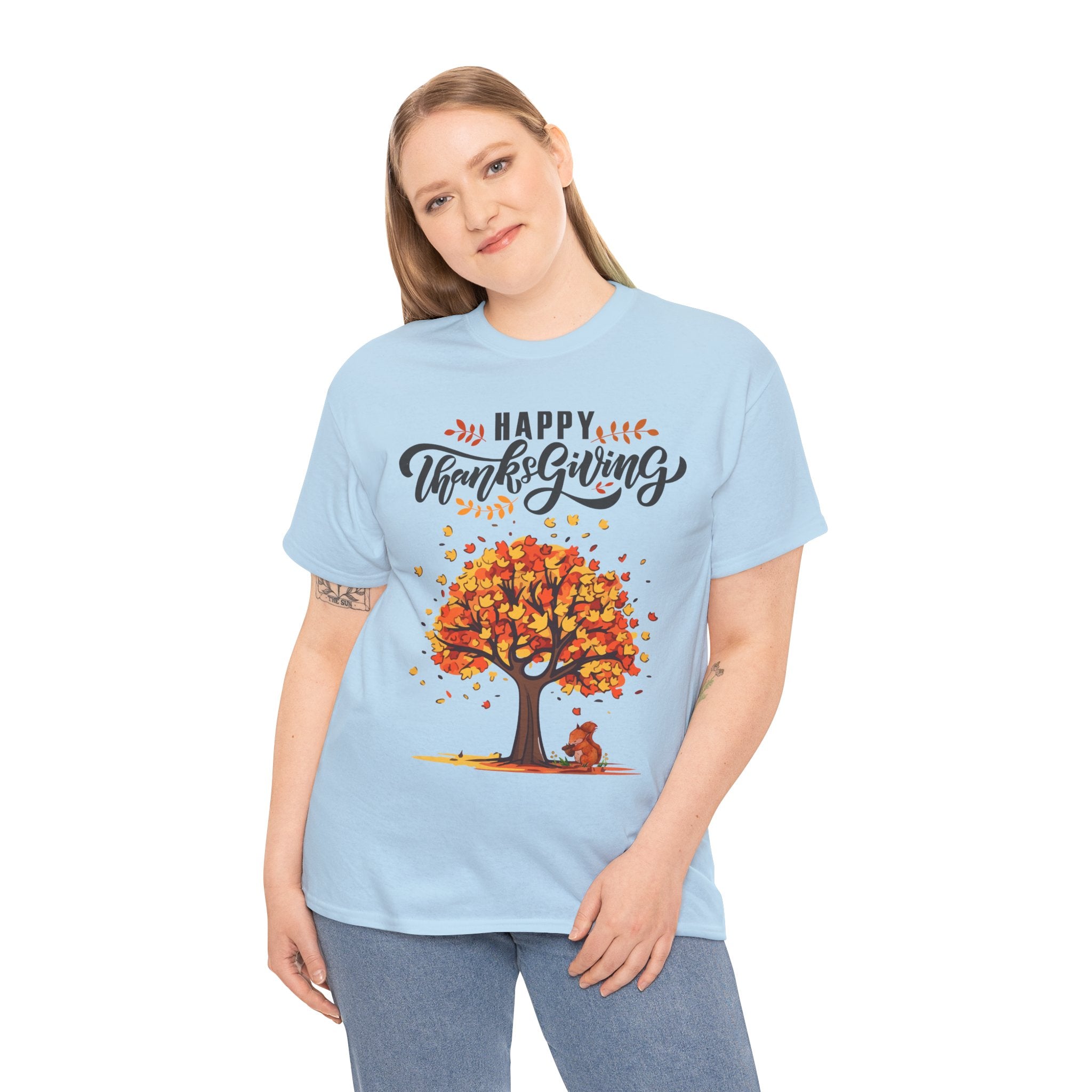 Happy Thanksgiving Tree Unisex Tee, Autumn Shirt, Holiday Apparel, Fall Fashion, Seasonal Gift