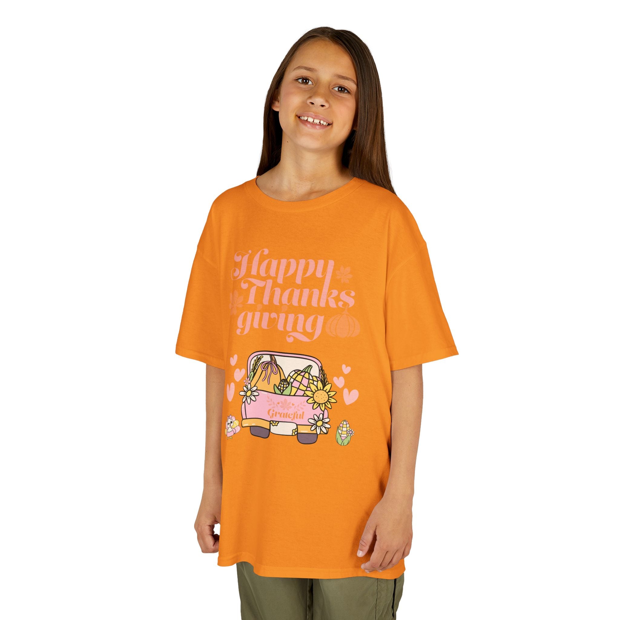 Happy Thanksgiving Kids Tee, Fall T-Shirt, Cute Pumpkin Shirt, Autumn Apparel, Kids Harvest Tee, Seasonal Kids Clothing