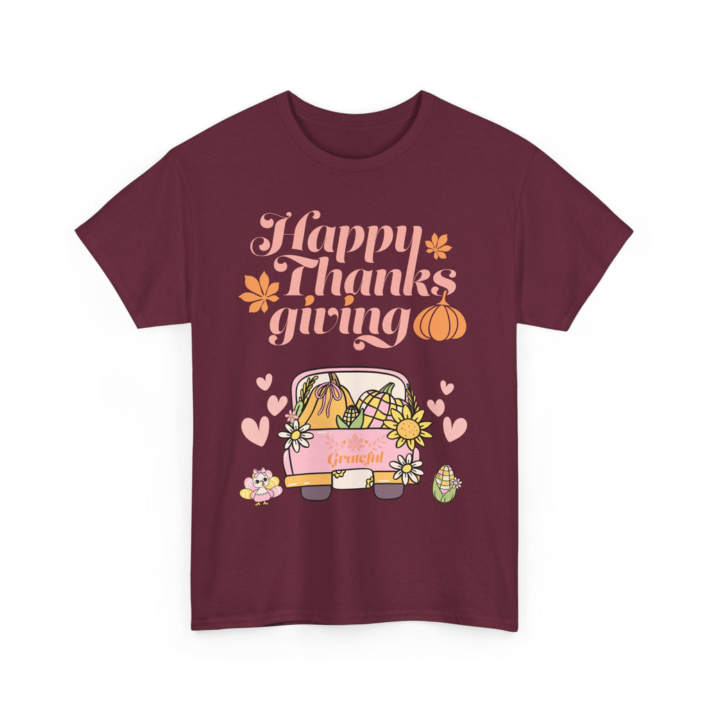 Happy Thanksgiving Unisex Tee | Cozy Autumn Shirt for Family Gatherings, Thanksgiving Celebration, Fall Fashion, Cute Gift Idea