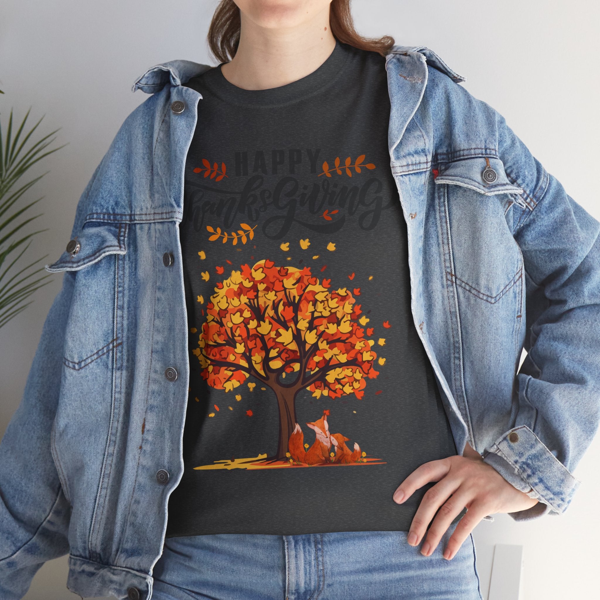 Thanksgiving Tree Tee, Fall T-Shirt, Autumn Apparel, Cozy Gift for Family, Cute Holiday Top
