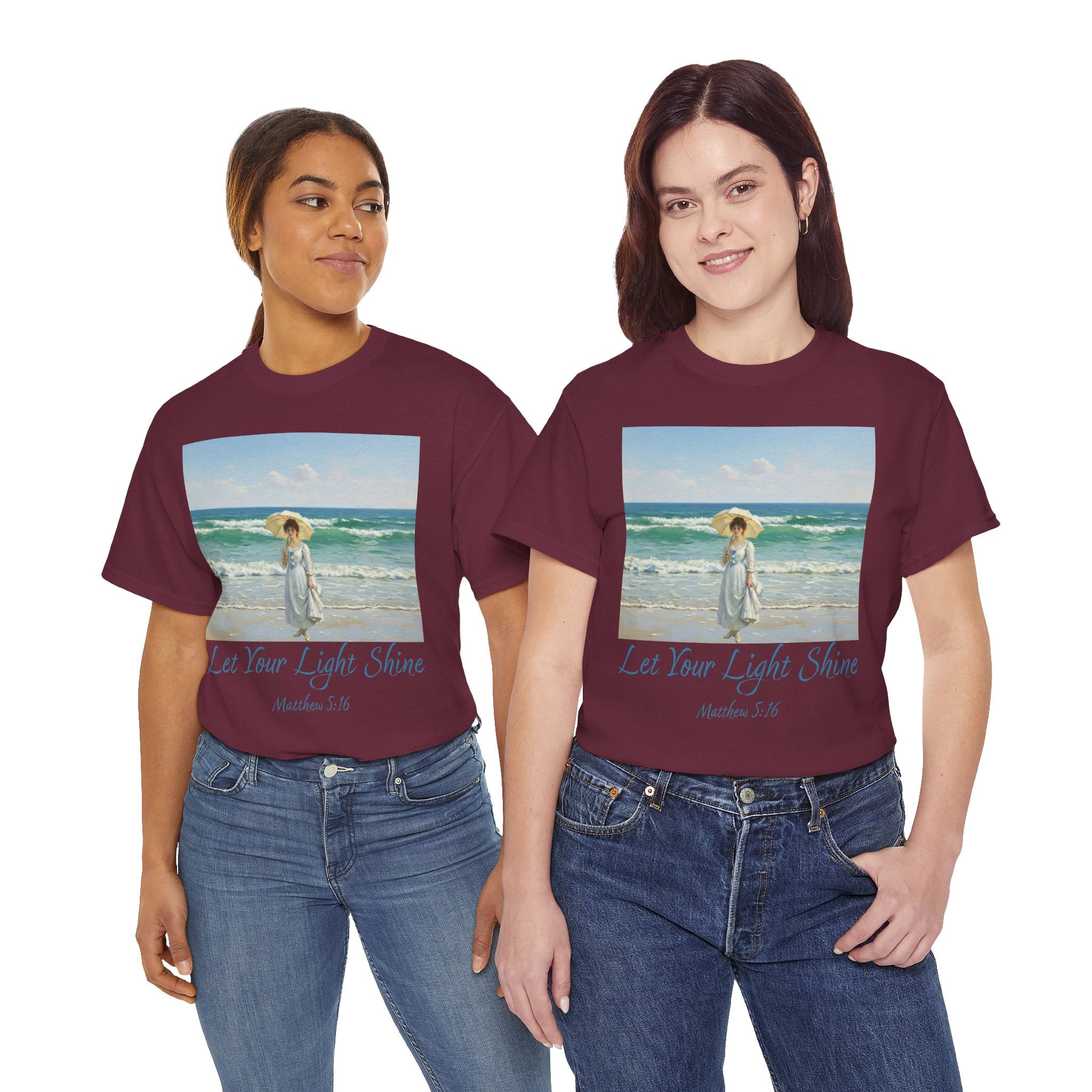 Let Your Light Shine- A Figure with a Parasol-Monet Style- Unisex Cotton Tee, Beach Vibes Shirt, Inspirational Summer Tee, Casual Gift for Her, Perfect for Days at the Shore