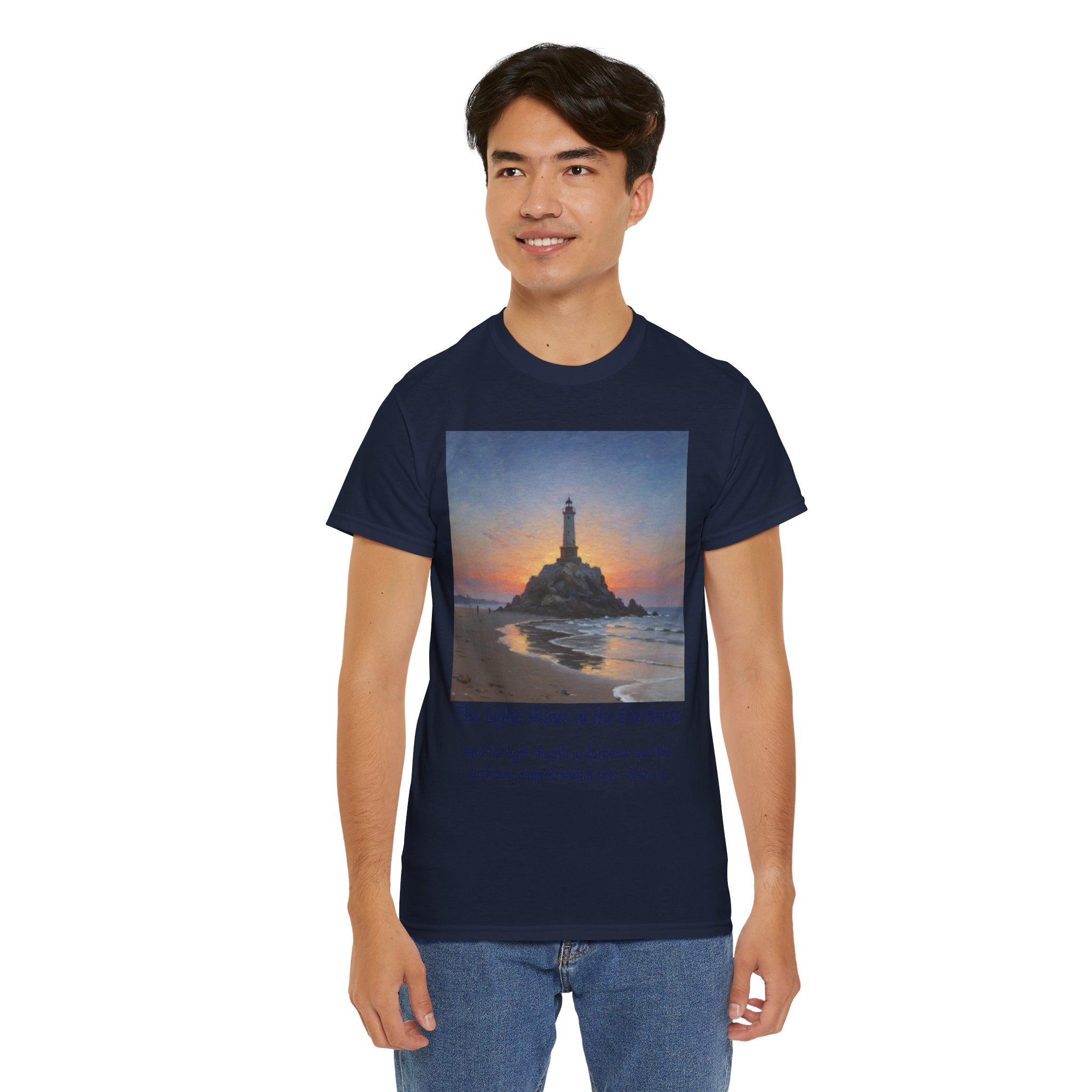 Light in Darkness Unisex Cotton Tee-inspired by Monet, Inspirational Shirt, Bible Verse Tee, Faith-Based Apparel, Perfect Gift for All Occasions