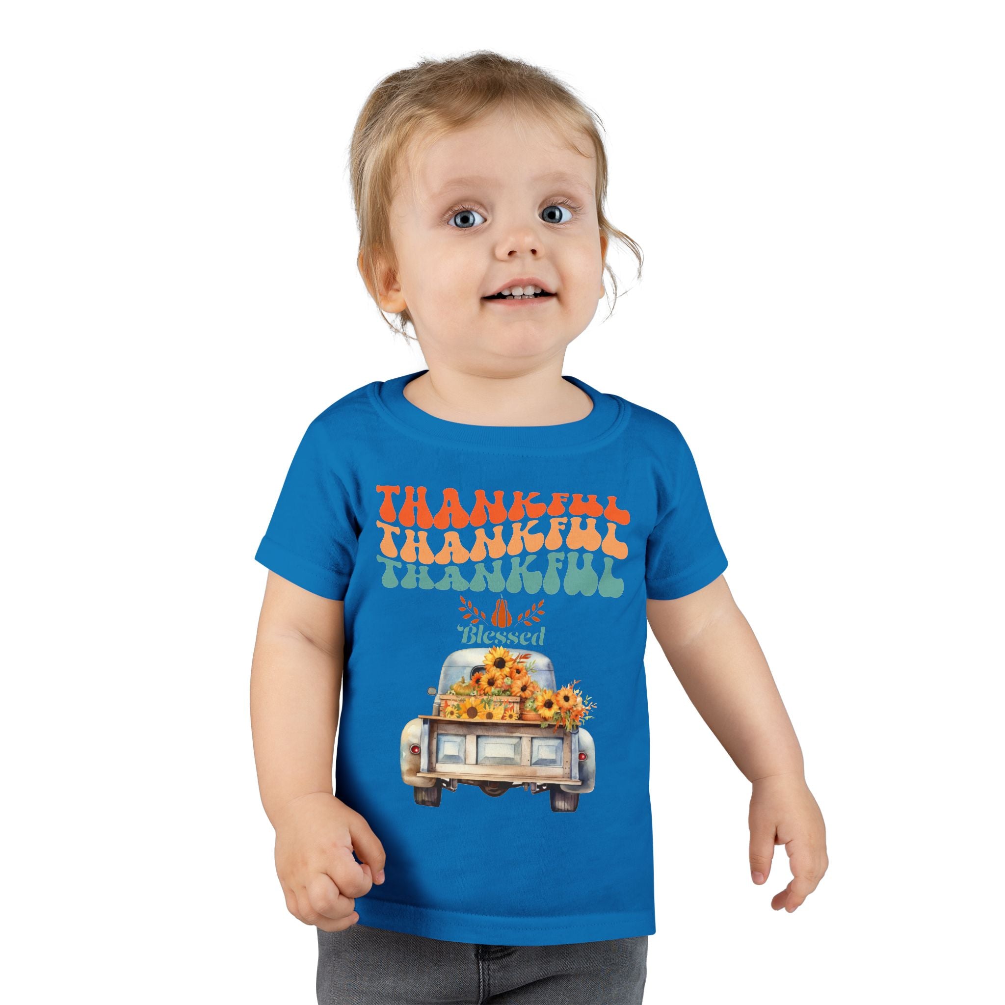 Toddler T-Shirt - Thankful Vintage Car Design, Cute Autumn Apparel, Fall Celebration Shirt, Kids Gratitude Tee, Gifts for Thanksgiving
