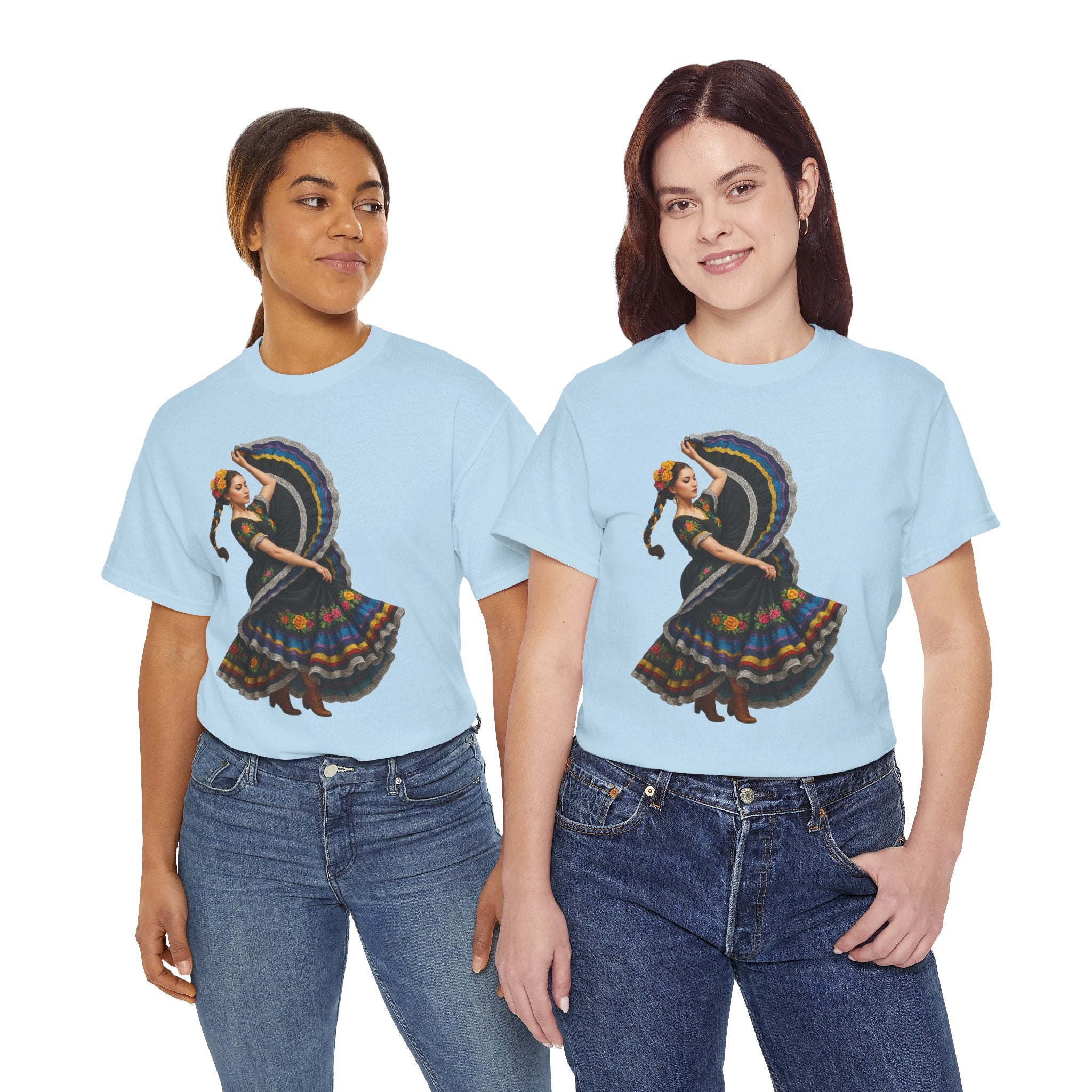 Folklórico Cultural Dance Graphic Tee, Unisex Heavy Cotton T-Shirt, Festival Apparel, Bohemian Style Shirt, Gift for Dancers, Ethnic Art Tee