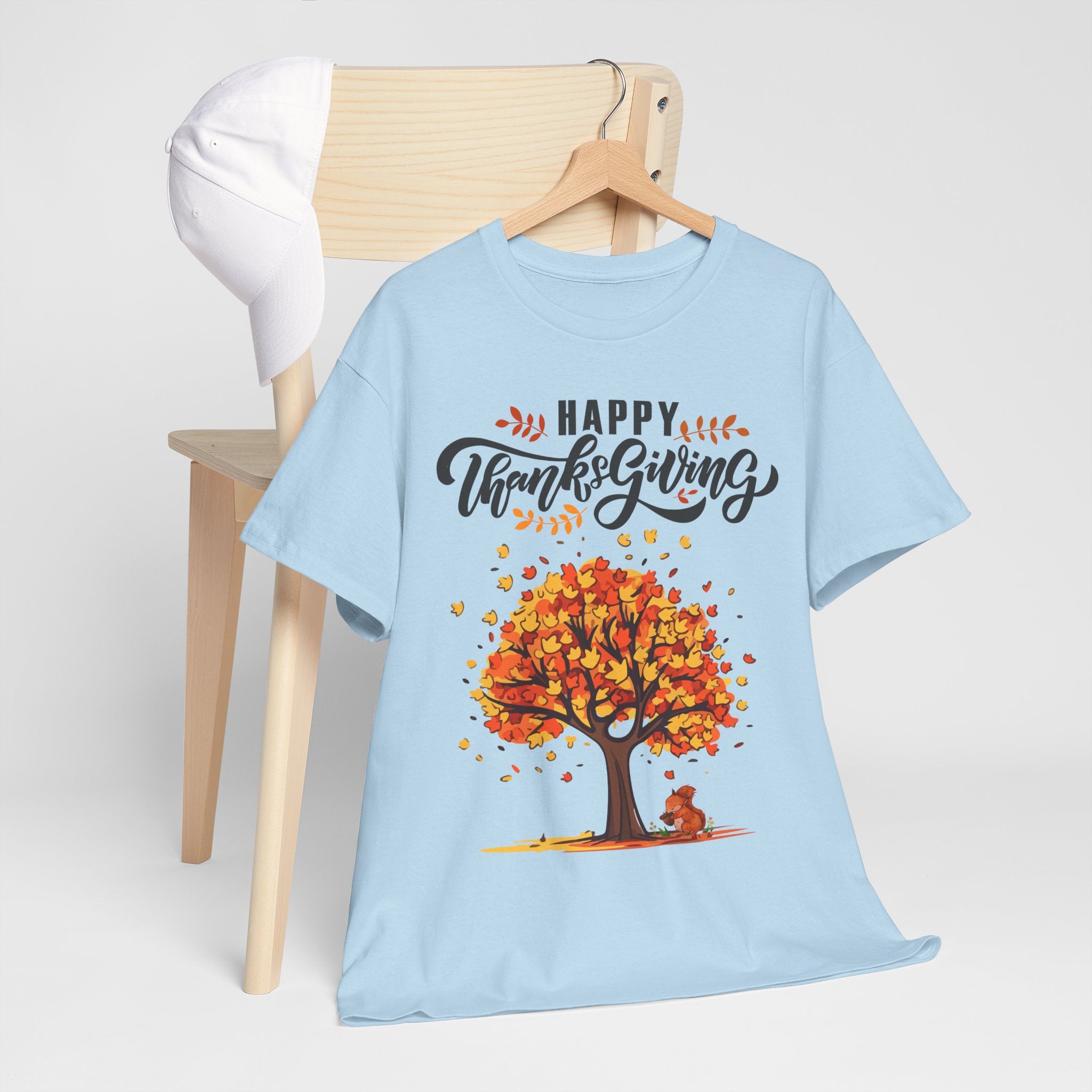 Happy Thanksgiving Tree Unisex Tee, Autumn Shirt, Holiday Apparel, Fall Fashion, Seasonal Gift