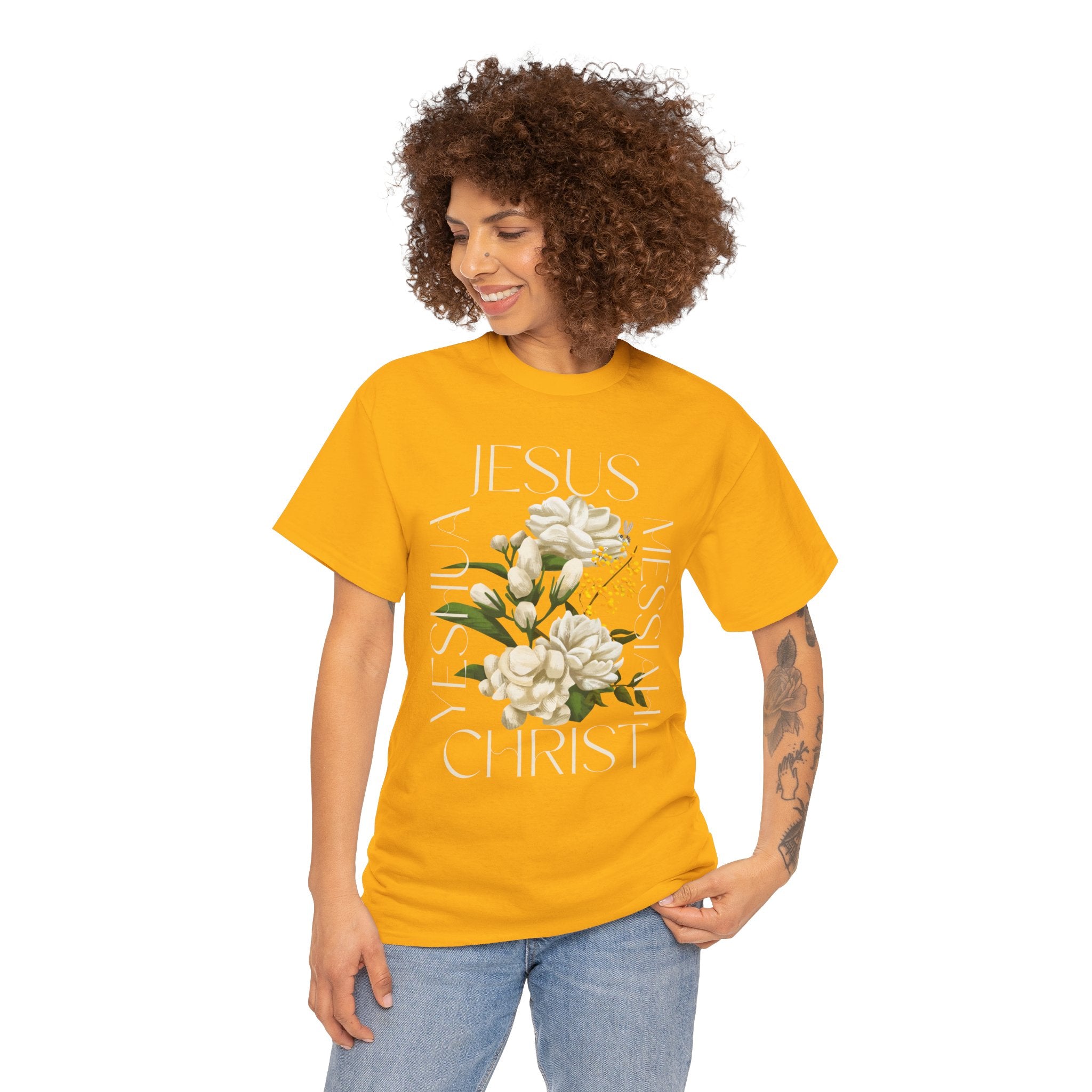 Floral Jesus Christ Tee, Spiritual T-Shirt, Inspirational Unisex Cotton Shirt, Gift for Believers, Christian Apparel