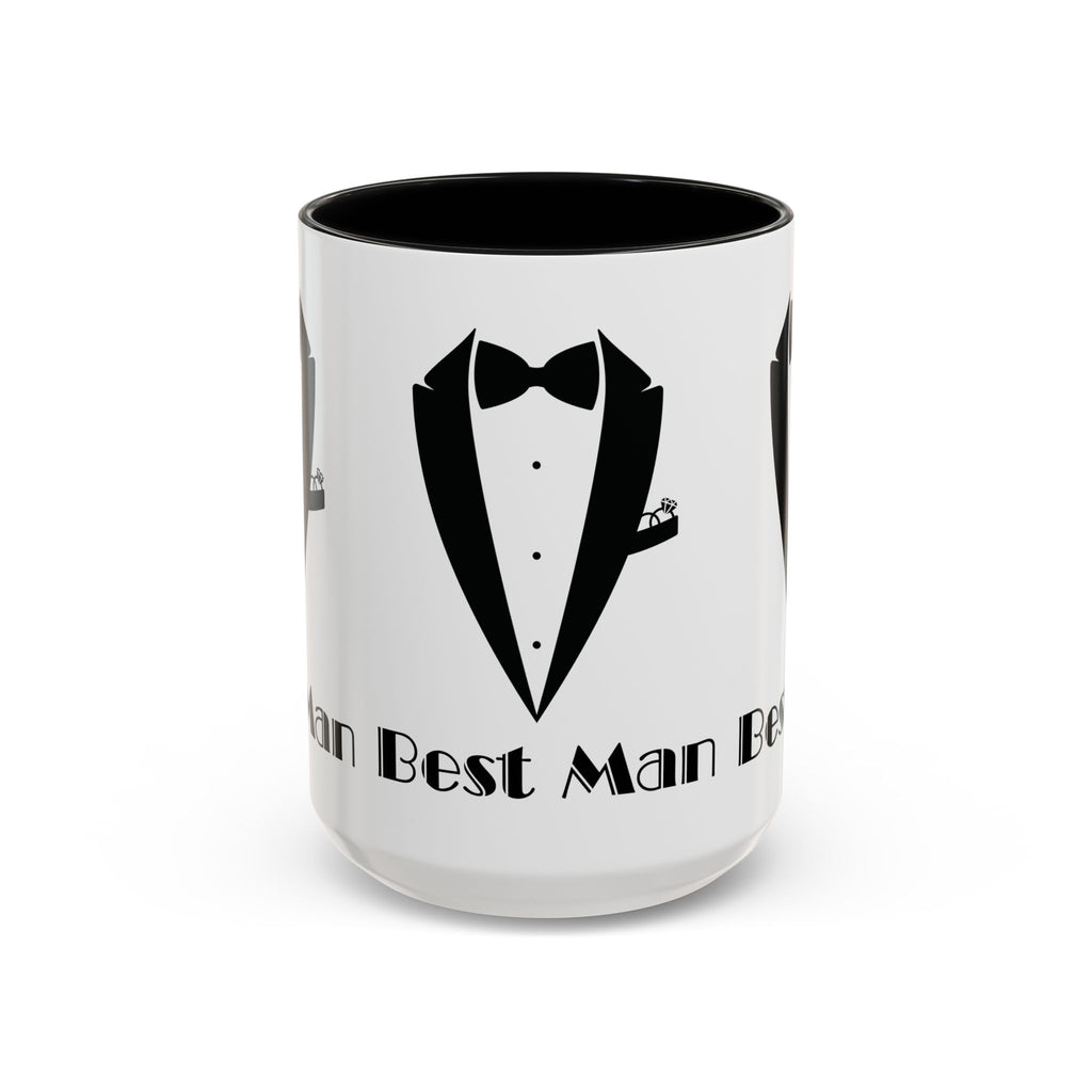 Best Man Accent Coffee Mug 11/15 oz, Groom’s Gift, Wedding Party Favor, Unique Best Man Gift, Black and White Coffee Cup