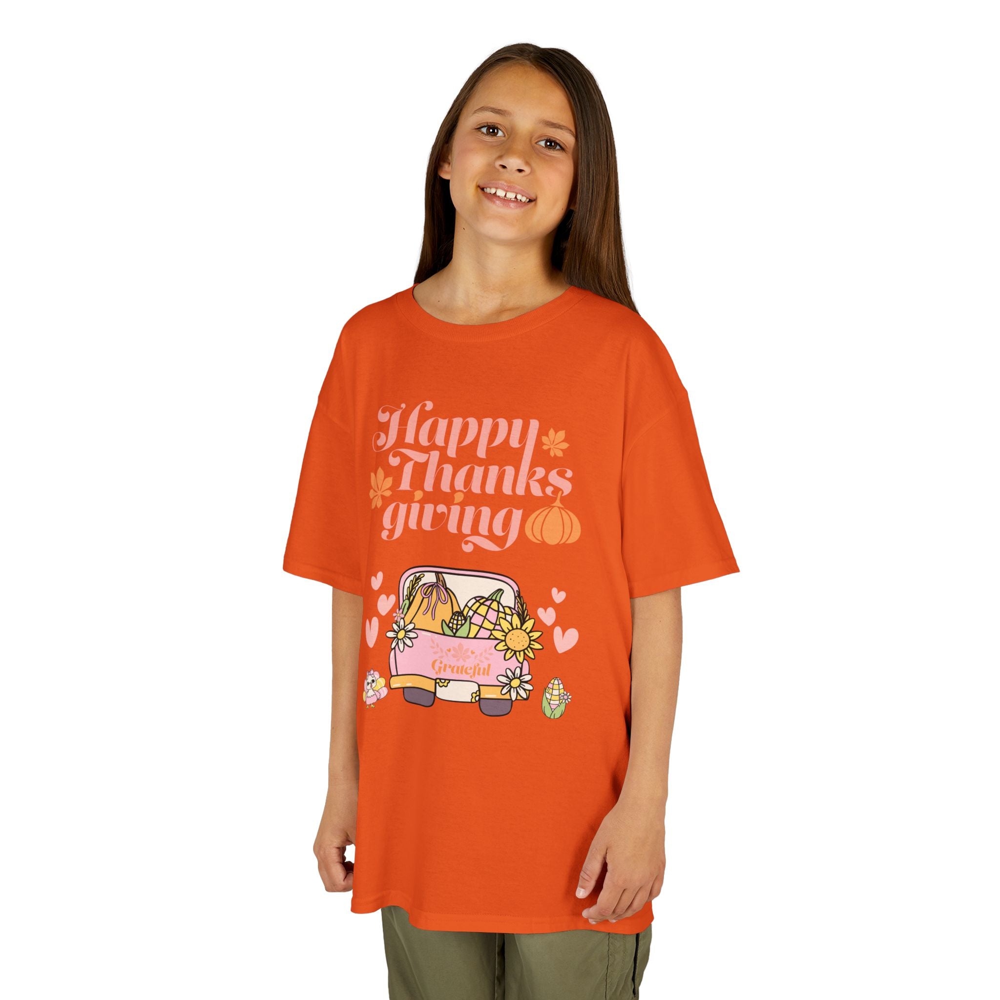 Happy Thanksgiving Kids Tee, Fall T-Shirt, Cute Pumpkin Shirt, Autumn Apparel, Kids Harvest Tee, Seasonal Kids Clothing