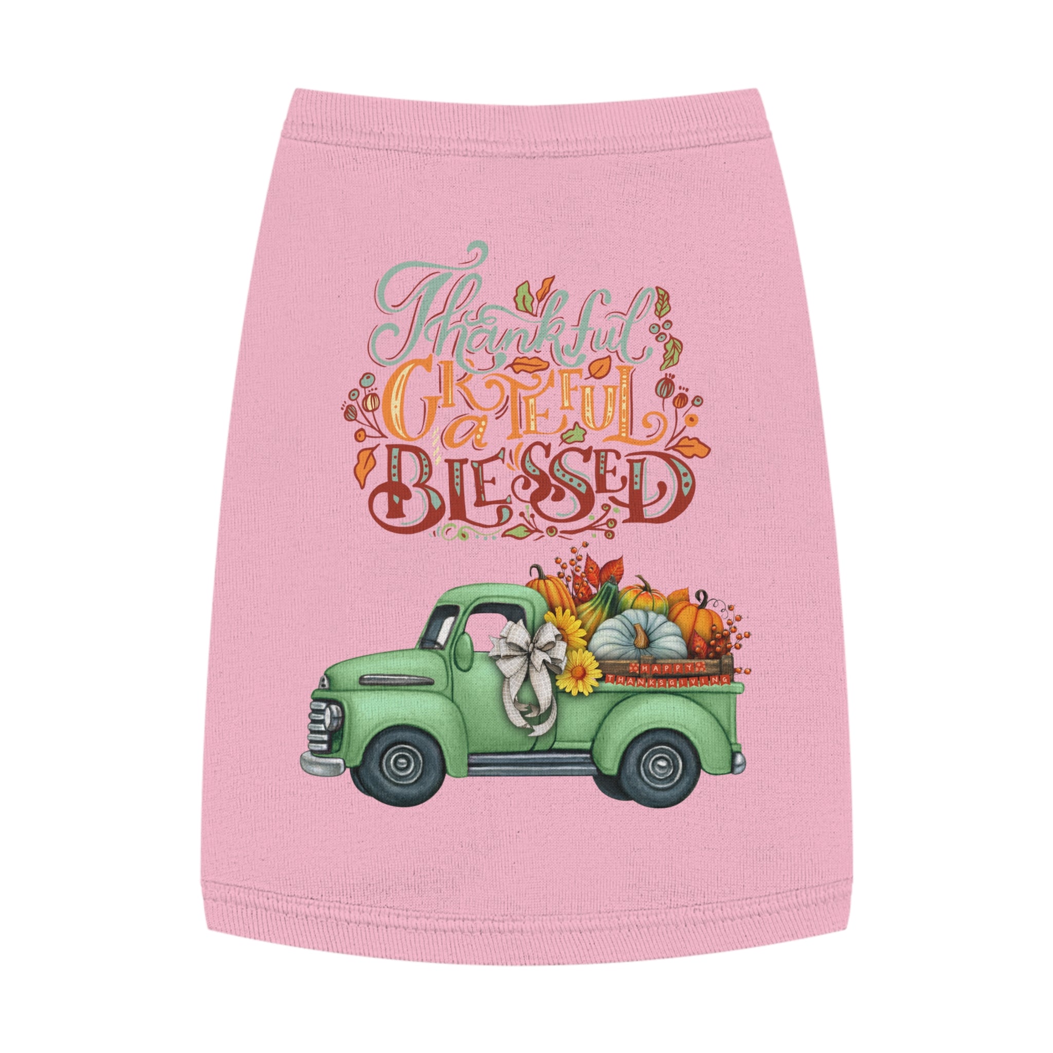 Thankful Pet Tank Top | Grateful & Blessed | Fall Dog Apparel | Cute Pet Outfit | Pumpkin Theme | Autumn Dog Clothing