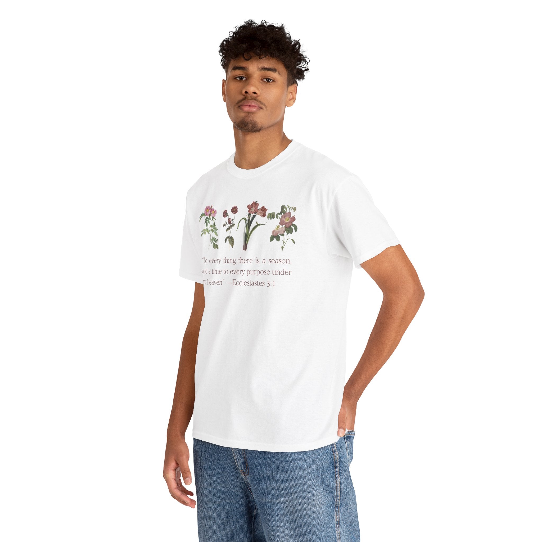 Christian -Biblical Inspirational Floral Quote Tee, Nature Lover Gift, Eco-Friendly Fashion, Casual Everyday Wear
