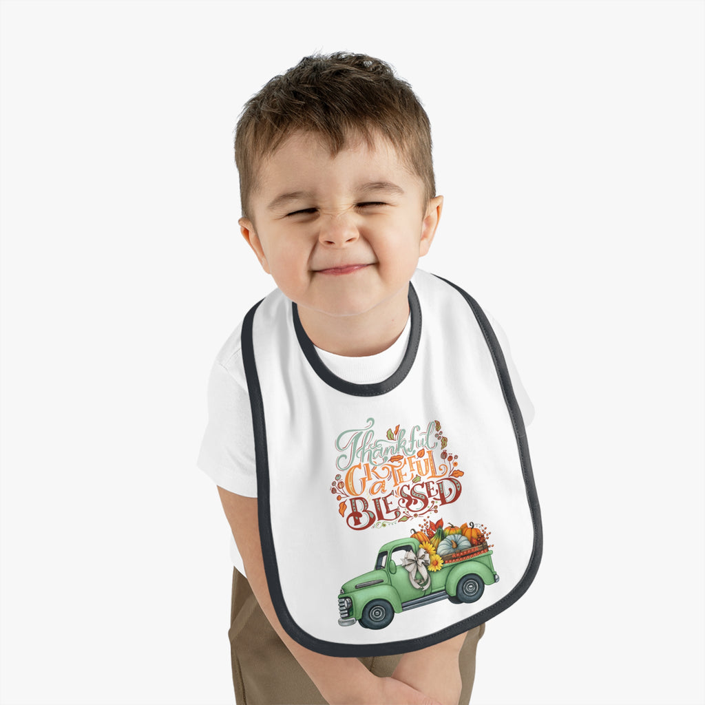 Thankful Bib for Babies | Grateful & Blessed Baby Bib | Cute Fall Bib for Toddlers | Thanksgiving Baby Gift | Holiday Feeding Bib