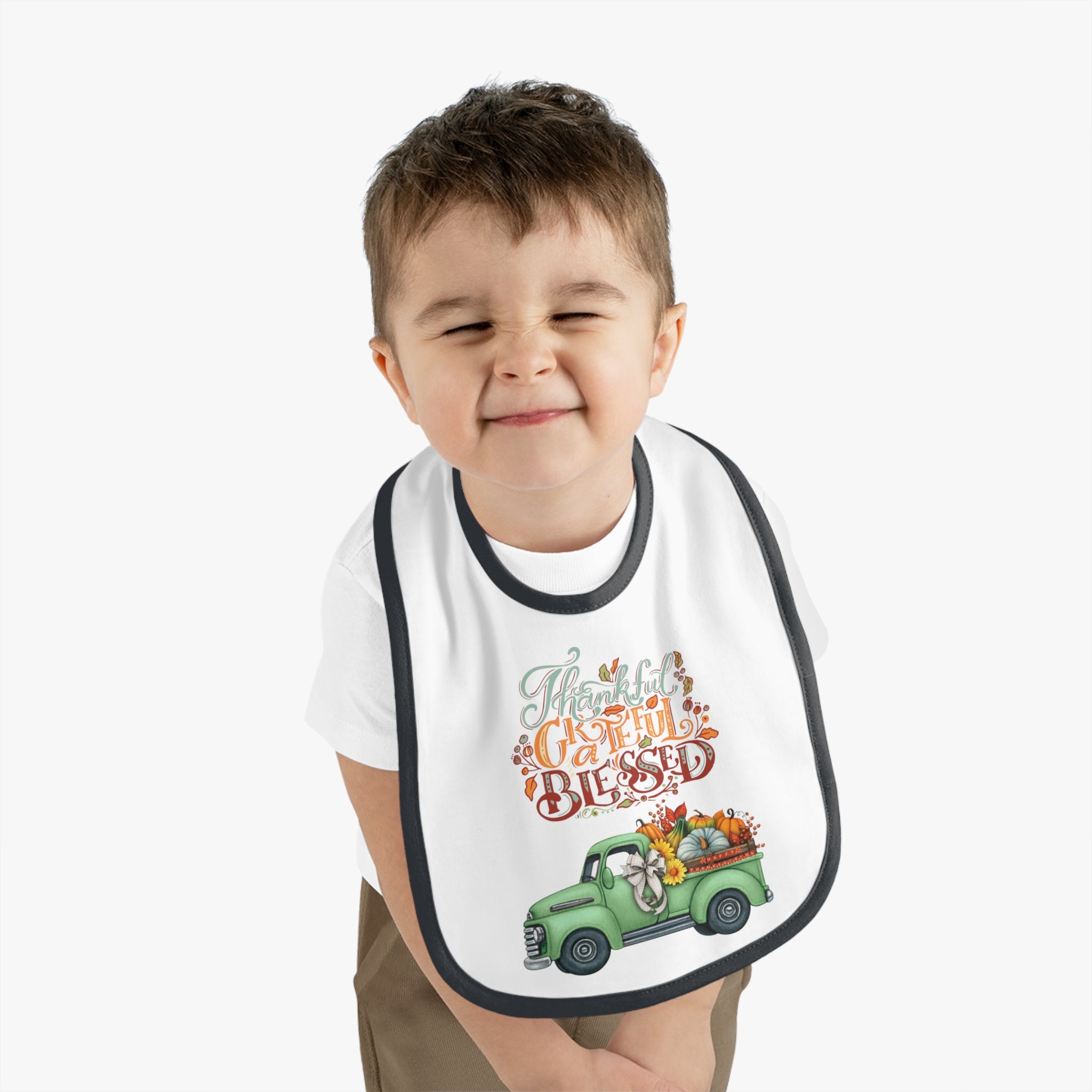 Thankful Bib for Babies | Grateful & Blessed Baby Bib | Cute Fall Bib for Toddlers | Thanksgiving Baby Gift | Holiday Feeding Bib