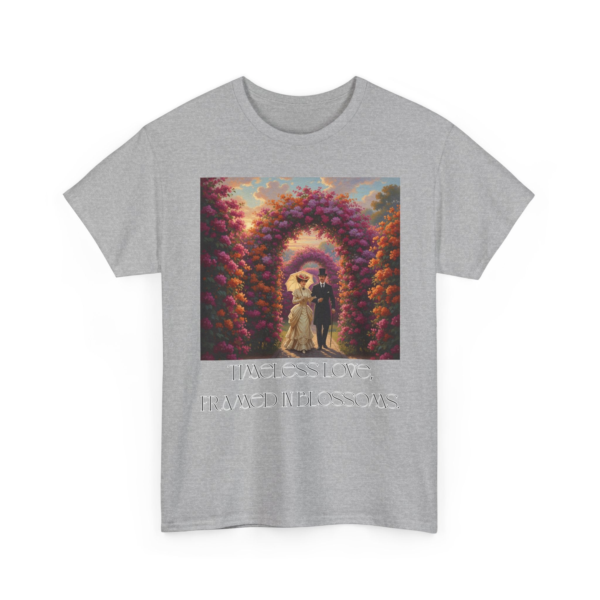 Whimsical Unisex Heavy Cotton Tee, Bohemian Vintage Shirt, Relaxed Fit Graphic Tee, Spring Flower T-Shirt, Casual Everyday Wear