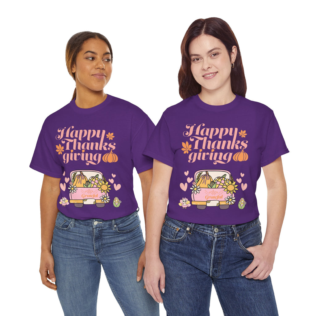 Happy Thanksgiving Unisex Tee | Cozy Autumn Shirt for Family Gatherings, Thanksgiving Celebration, Fall Fashion, Cute Gift Idea