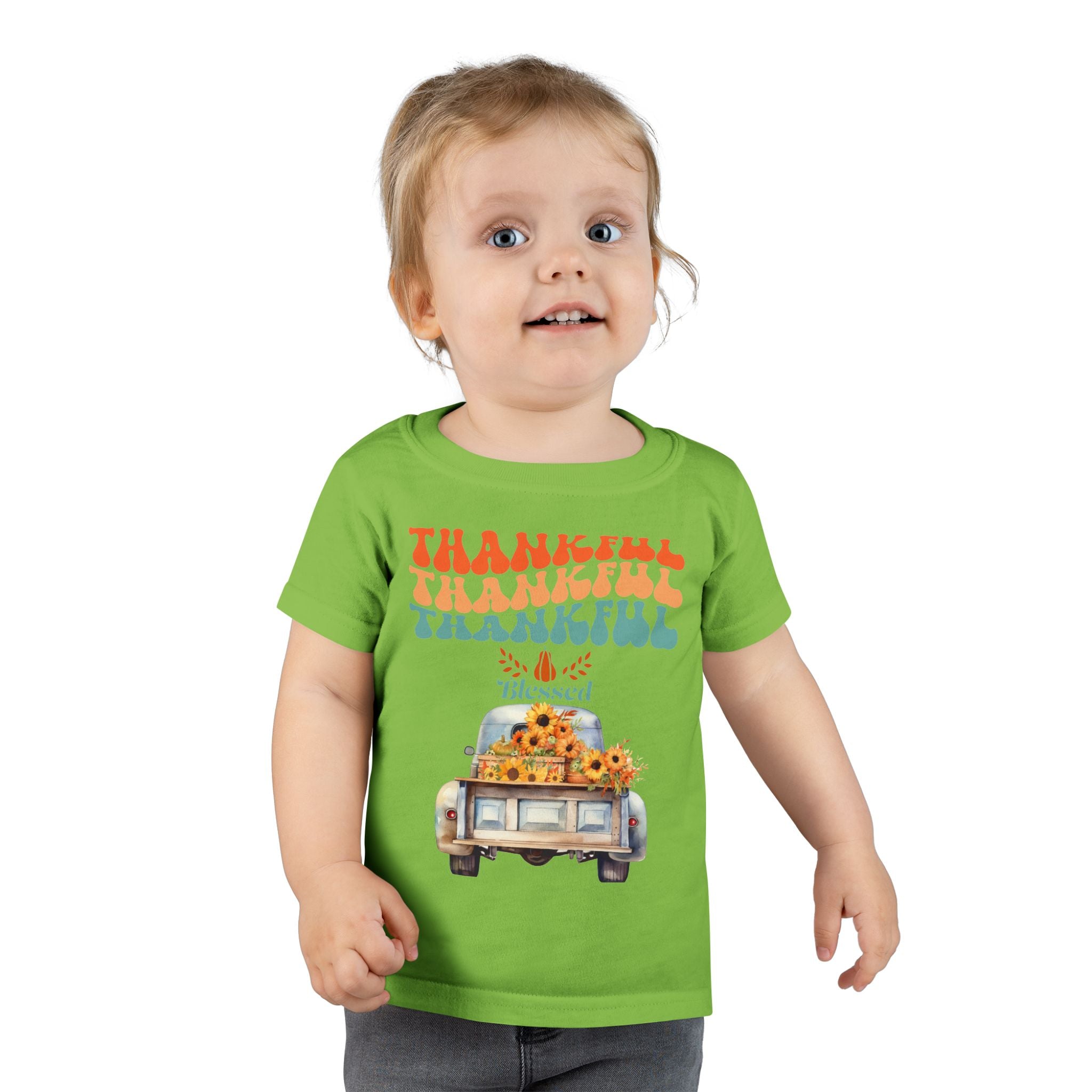 Toddler T-Shirt - Thankful Vintage Car Design, Cute Autumn Apparel, Fall Celebration Shirt, Kids Gratitude Tee, Gifts for Thanksgiving