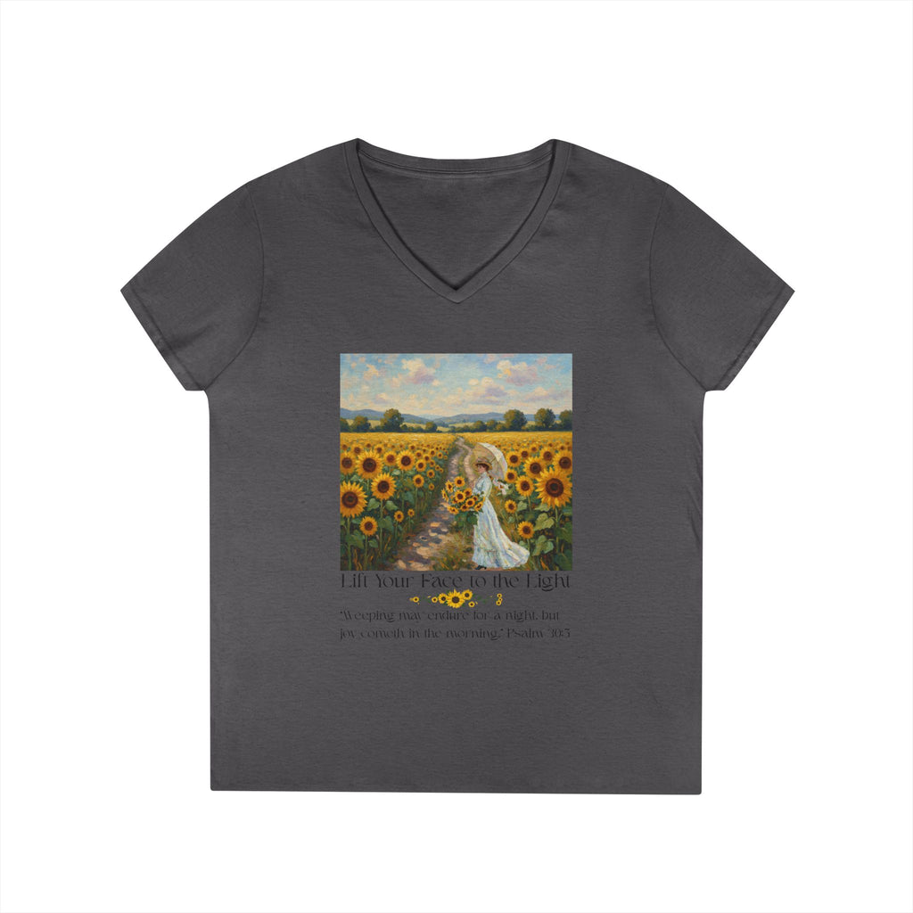 Sunflower Inspirational V-Neck T-Shirt, Motivational Tee, Gift for Her
