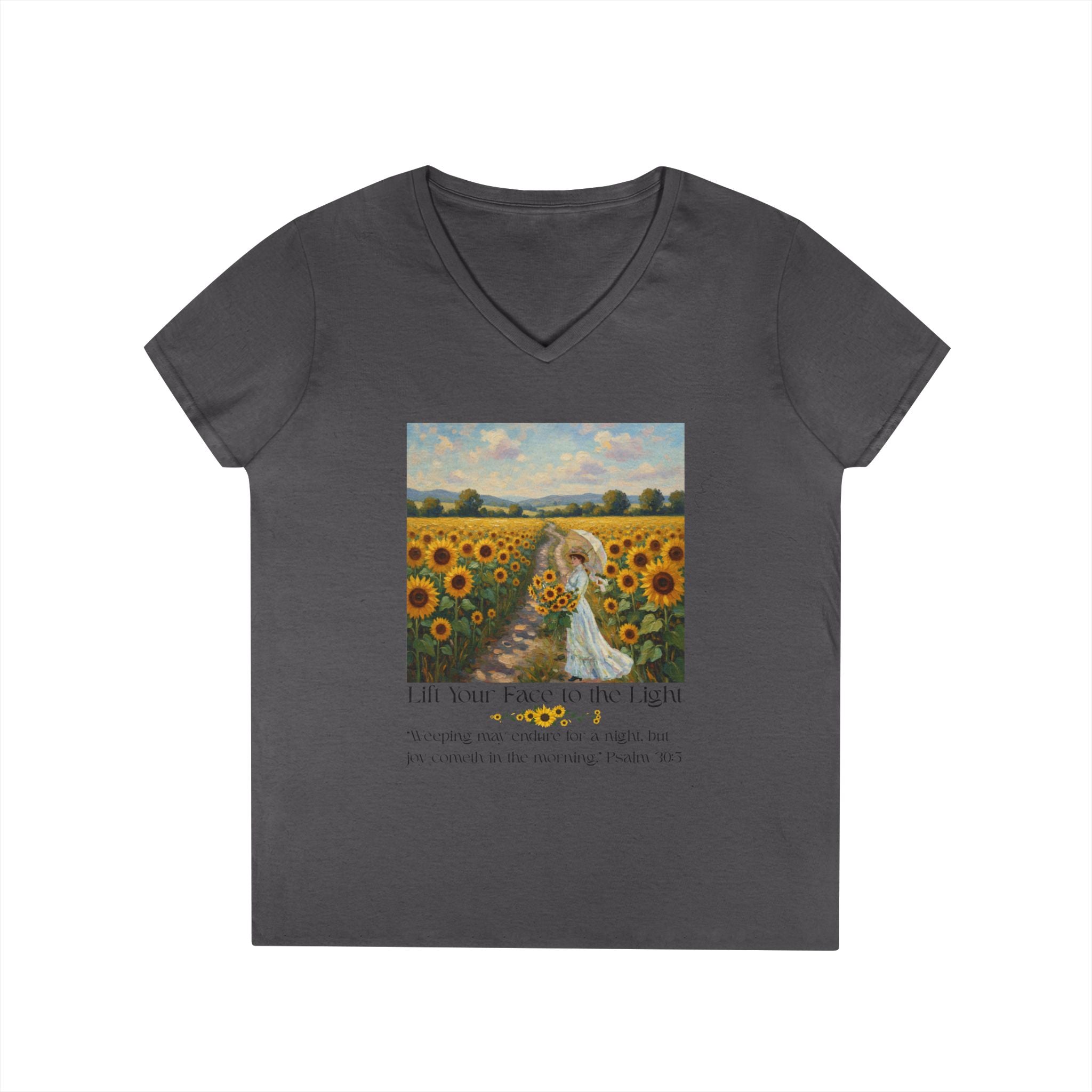 Sunflower Inspirational V-Neck T-Shirt, Motivational Tee, Gift for Her