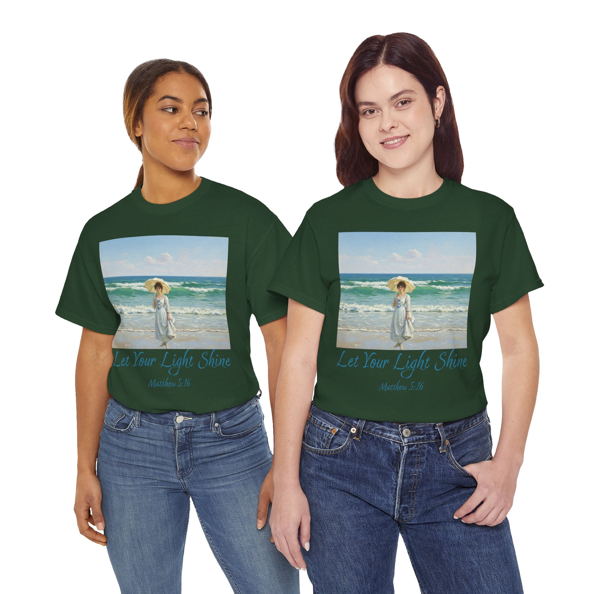 Let Your Light Shine- A Figure with a Parasol-Monet Style- Unisex Cotton Tee, Beach Vibes Shirt, Inspirational Summer Tee, Casual Gift for Her, Perfect for Days at the Shore