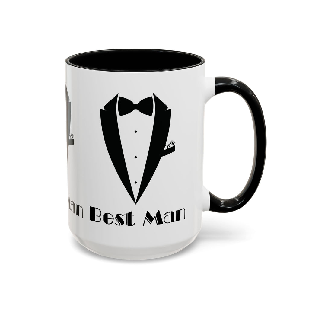 Best Man Accent Coffee Mug 11/15 oz, Groom’s Gift, Wedding Party Favor, Unique Best Man Gift, Black and White Coffee Cup