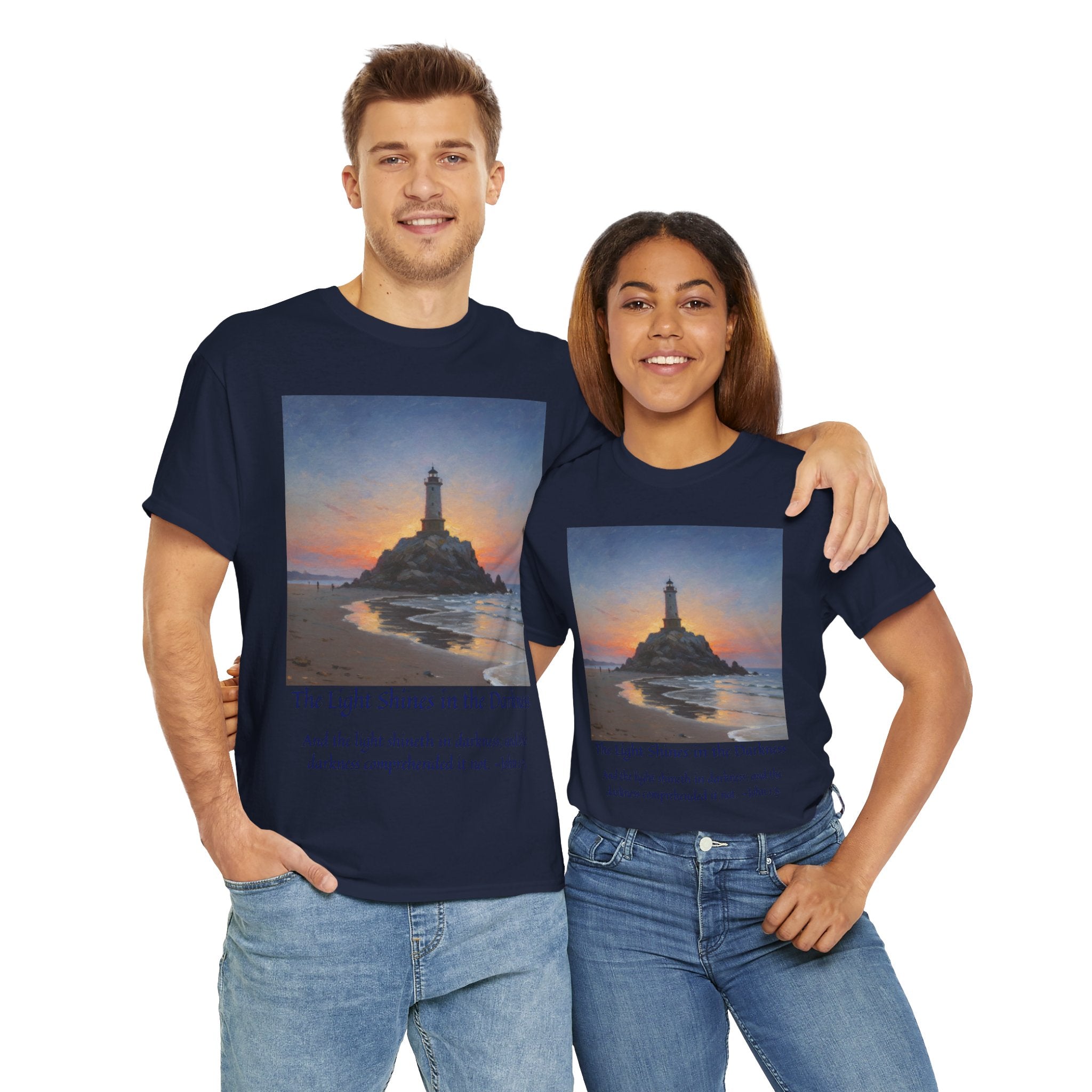 Light in Darkness Unisex Cotton Tee-inspired by Monet, Inspirational Shirt, Bible Verse Tee, Faith-Based Apparel, Perfect Gift for All Occasions