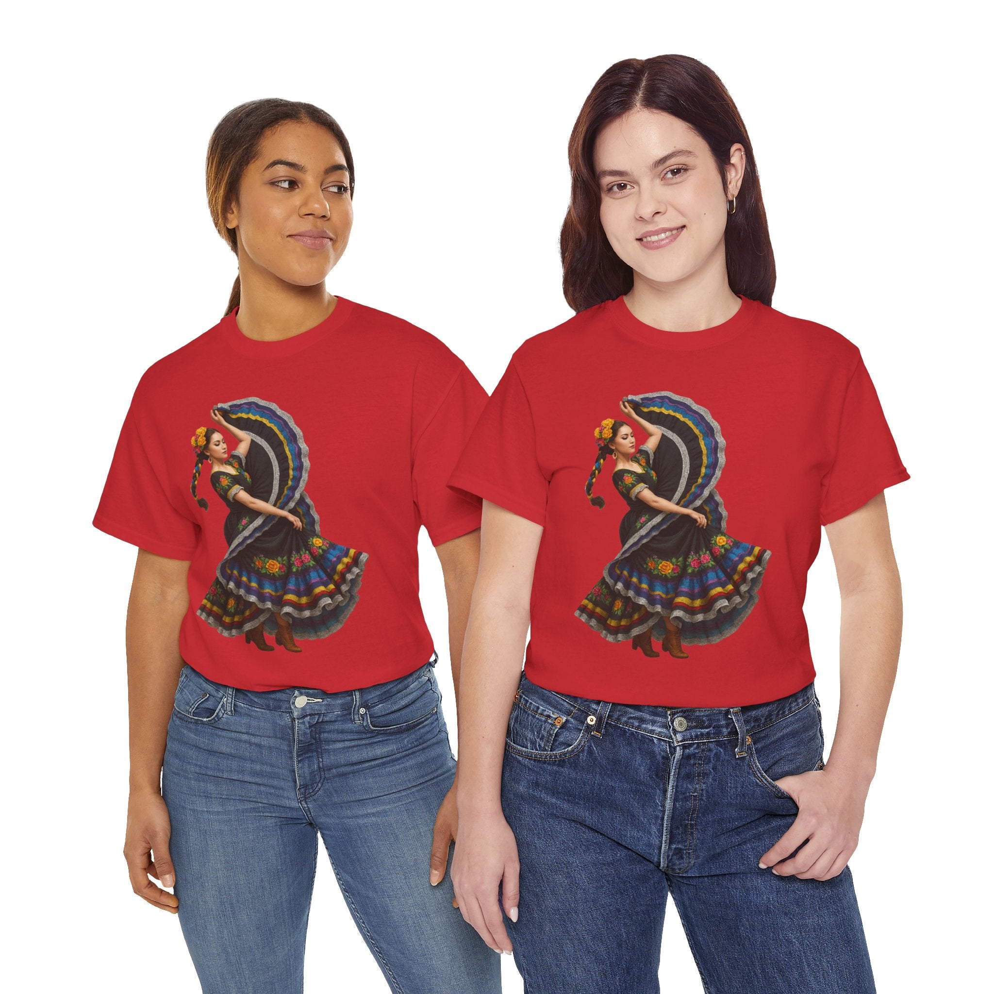Folklórico Cultural Dance Graphic Tee, Unisex Heavy Cotton T-Shirt, Festival Apparel, Bohemian Style Shirt, Gift for Dancers, Ethnic Art Tee