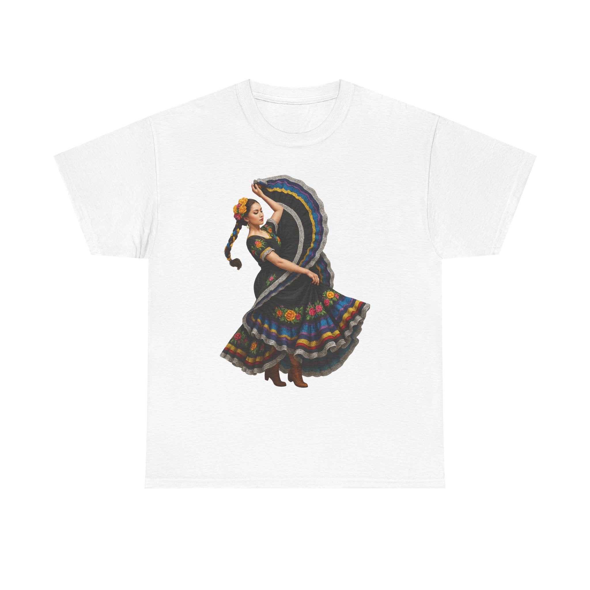 Folklórico Cultural Dance Graphic Tee, Unisex Heavy Cotton T-Shirt, Festival Apparel, Bohemian Style Shirt, Gift for Dancers, Ethnic Art Tee