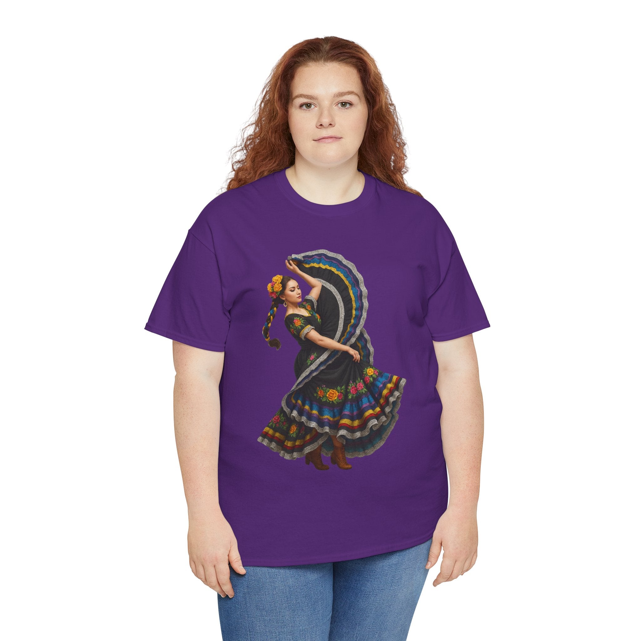 Folklórico Cultural Dance Graphic Tee, Unisex Heavy Cotton T-Shirt, Festival Apparel, Bohemian Style Shirt, Gift for Dancers, Ethnic Art Tee