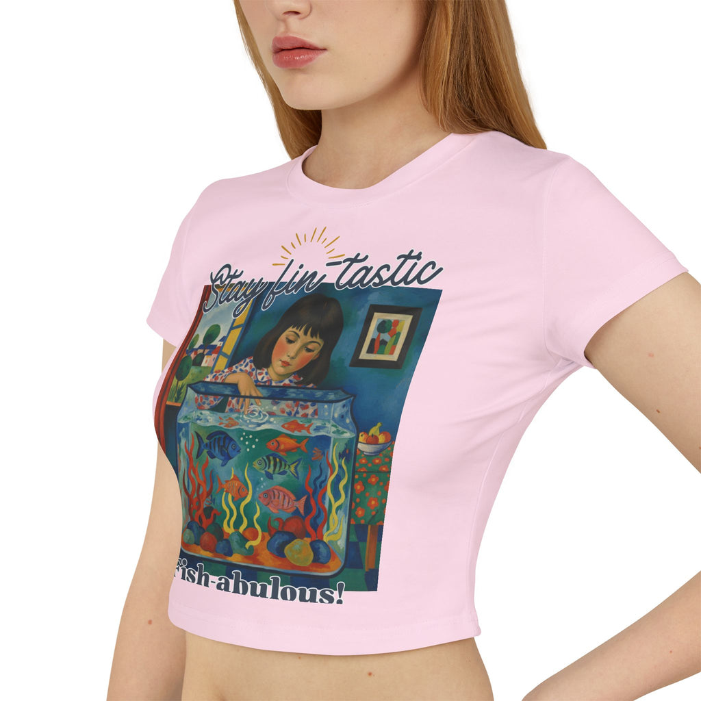 Fish-abulous T-Shirt — Stay Fin-tastic Design- Whimsical Women's Baby Tee, Fish & Art Lover Apparel, Gift for Her,