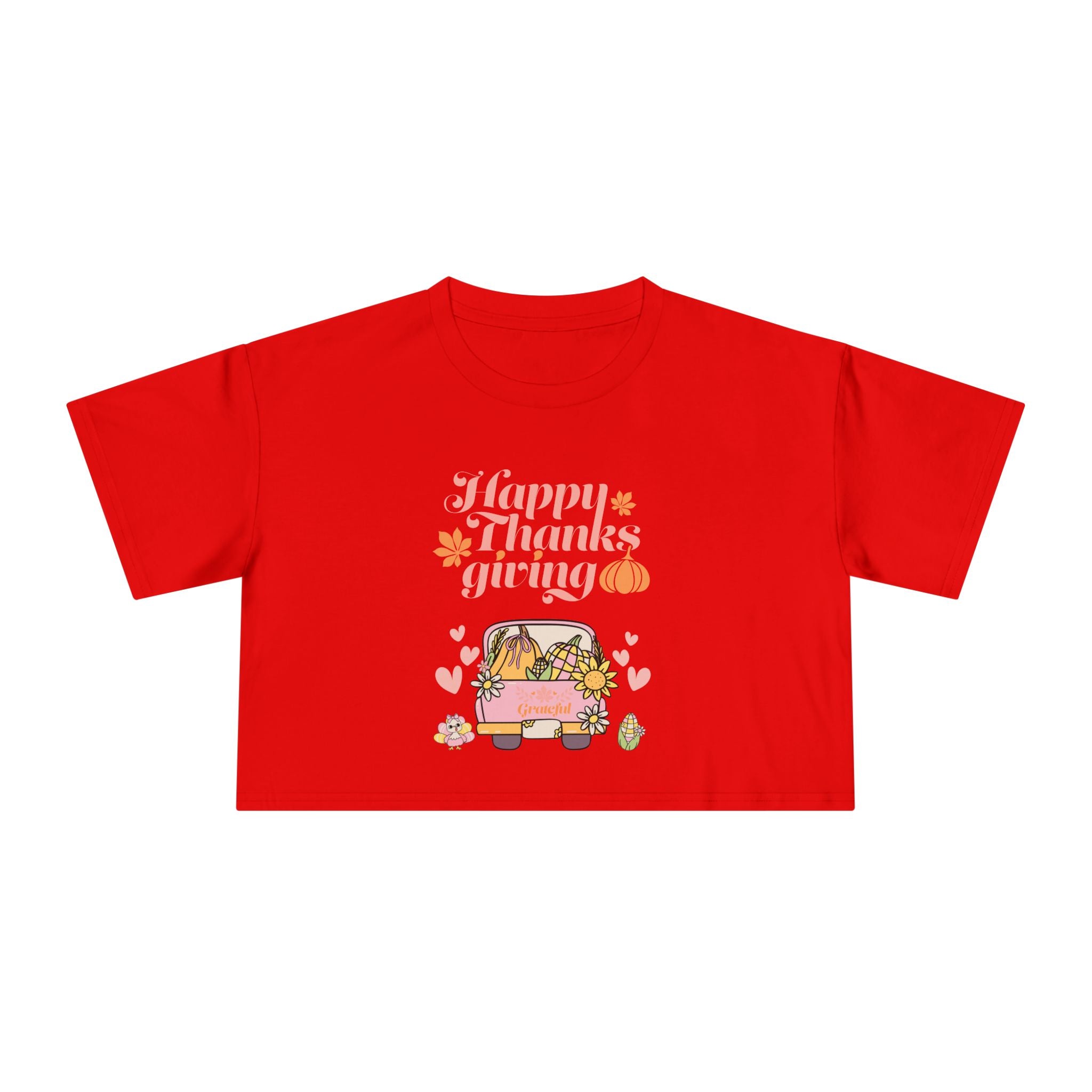 Thanksgiving Women's Crop Tee, Casual T-Shirt, Fall Fashion, Thanksgiving Gift, Cute Thanksgiving Apparel