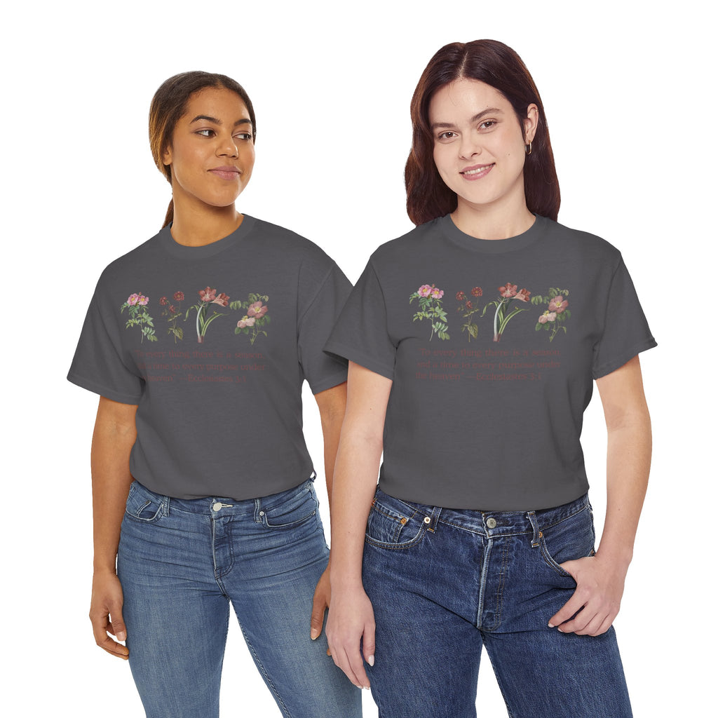 Christian -Biblical Inspirational Floral Quote Tee, Nature Lover Gift, Eco-Friendly Fashion, Casual Everyday Wear