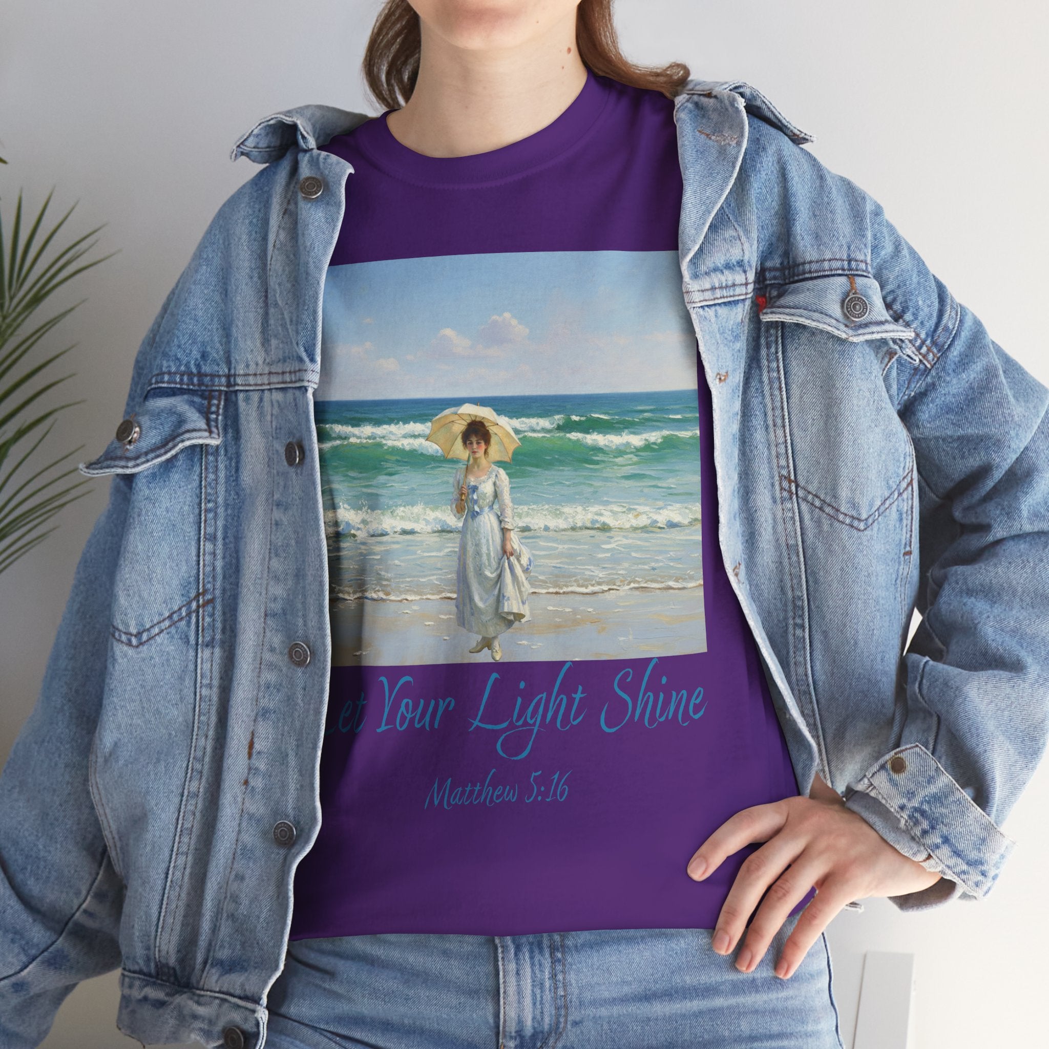 Let Your Light Shine- A Figure with a Parasol-Monet Style- Unisex Cotton Tee, Beach Vibes Shirt, Inspirational Summer Tee, Casual Gift for Her, Perfect for Days at the Shore