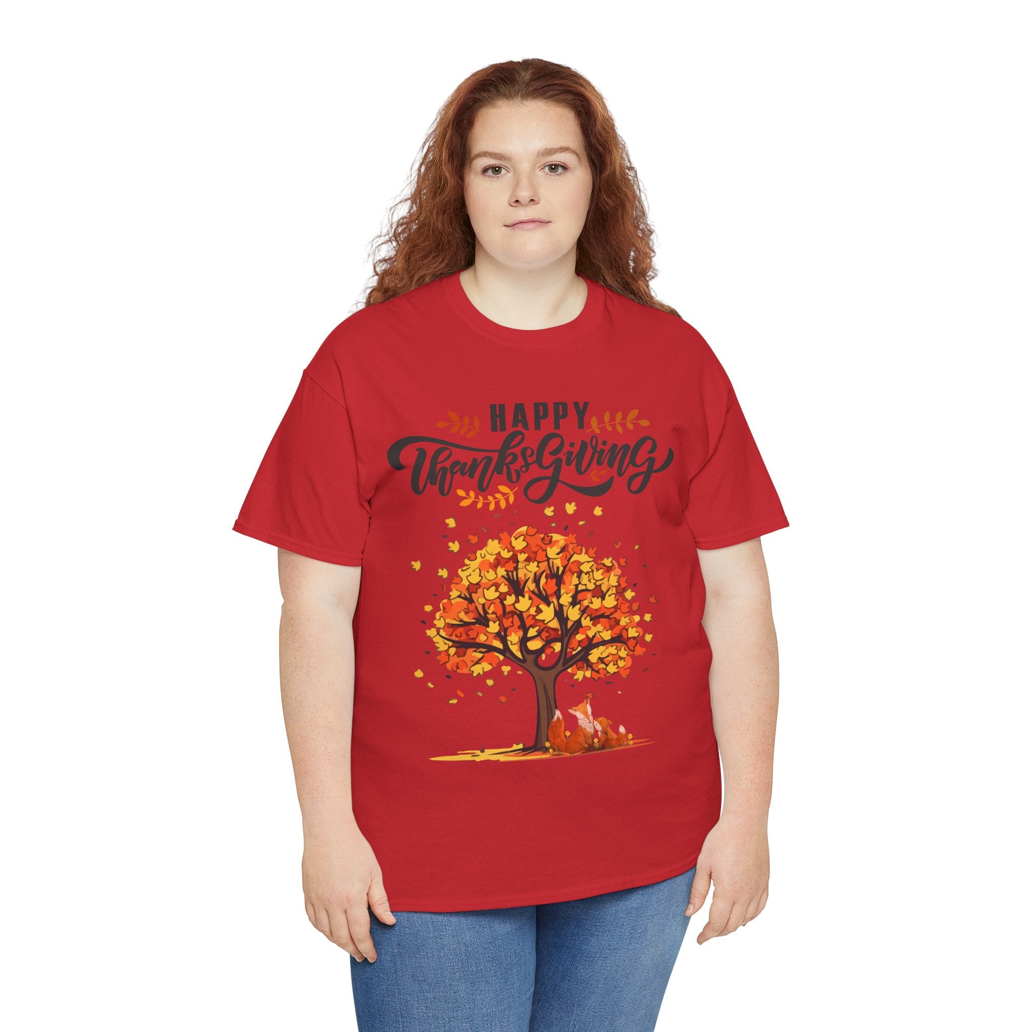 Thanksgiving Tree Tee, Fall T-Shirt, Autumn Apparel, Cozy Gift for Family, Cute Holiday Top