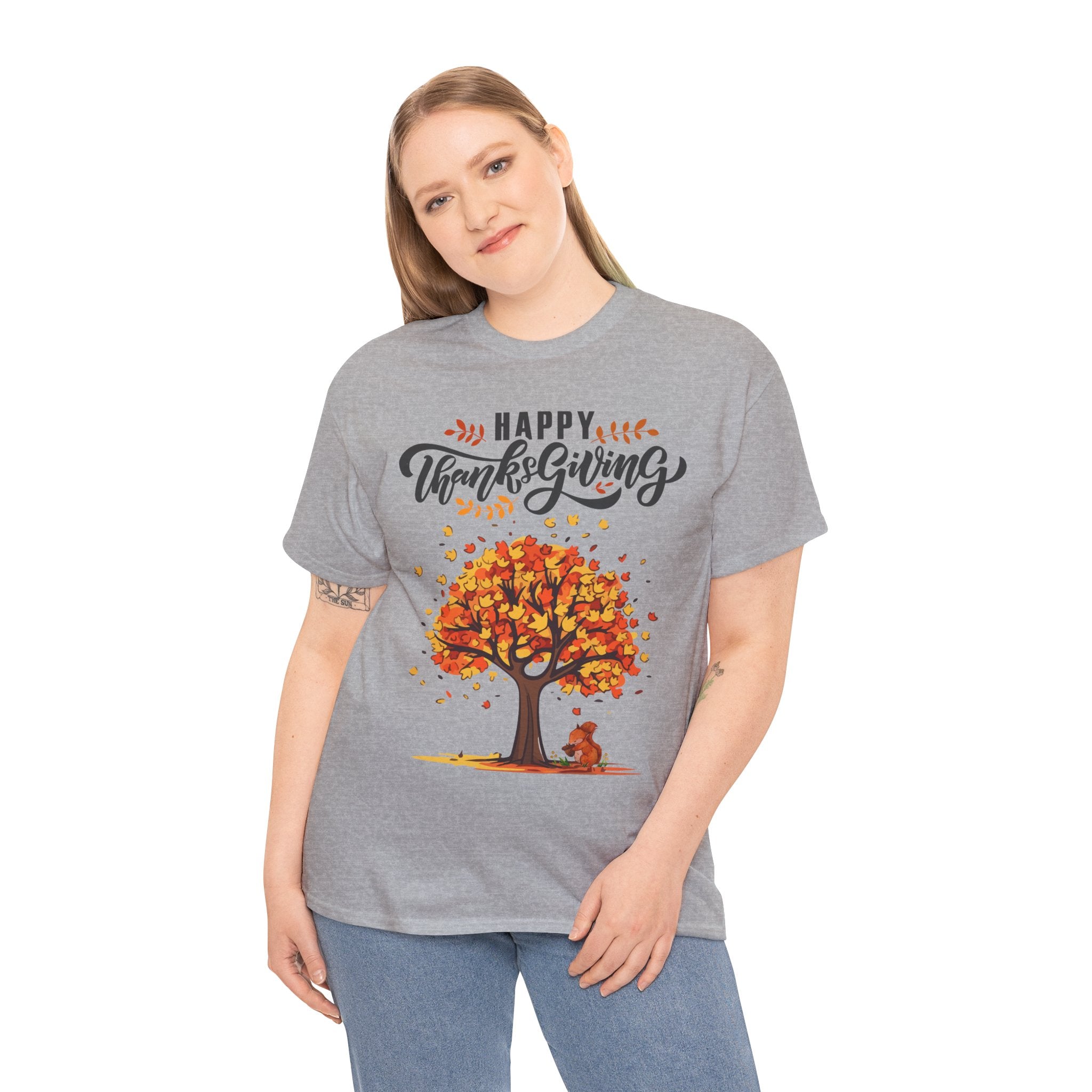 Happy Thanksgiving Tree Unisex Tee, Autumn Shirt, Holiday Apparel, Fall Fashion, Seasonal Gift
