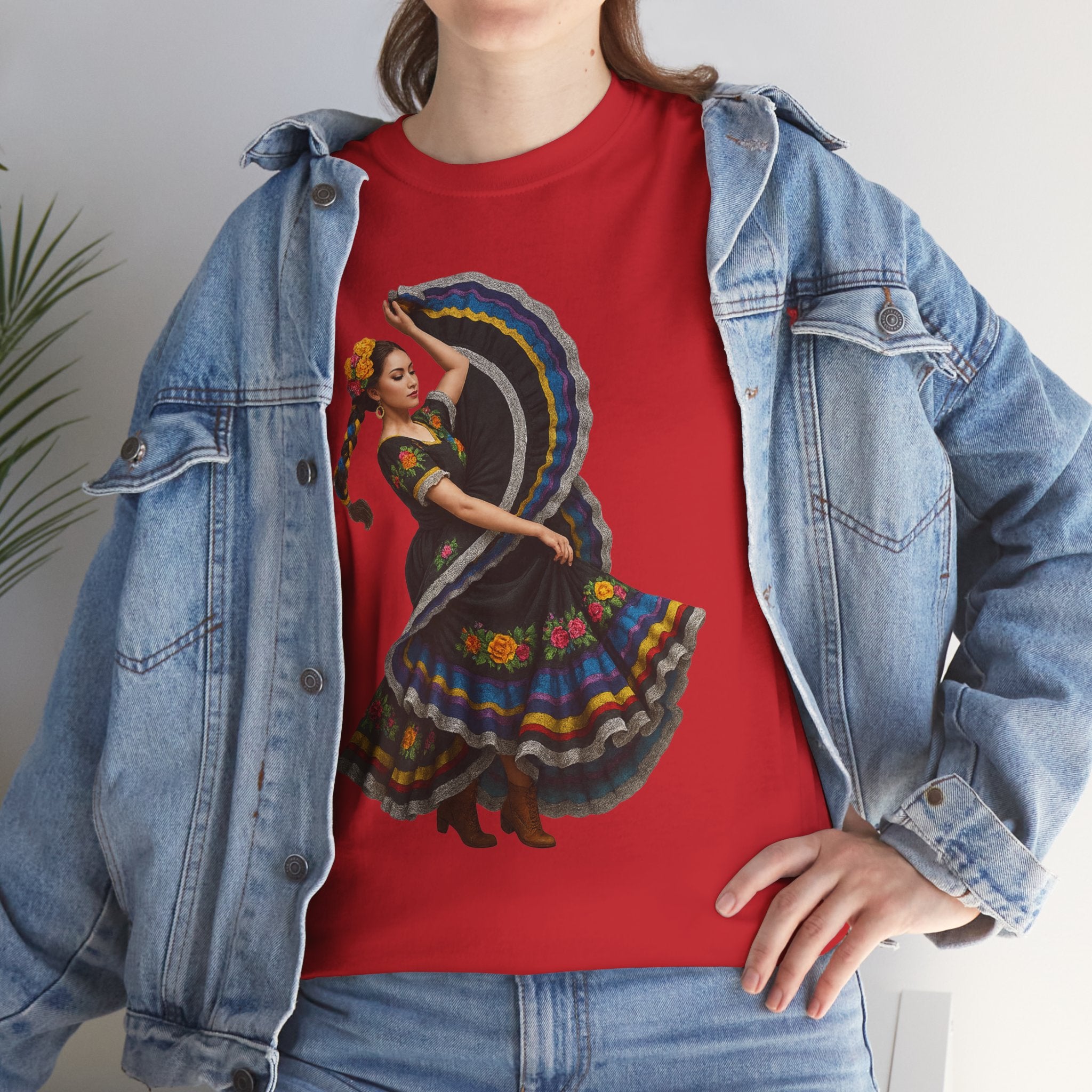 Folklórico Cultural Dance Graphic Tee, Unisex Heavy Cotton T-Shirt, Festival Apparel, Bohemian Style Shirt, Gift for Dancers, Ethnic Art Tee