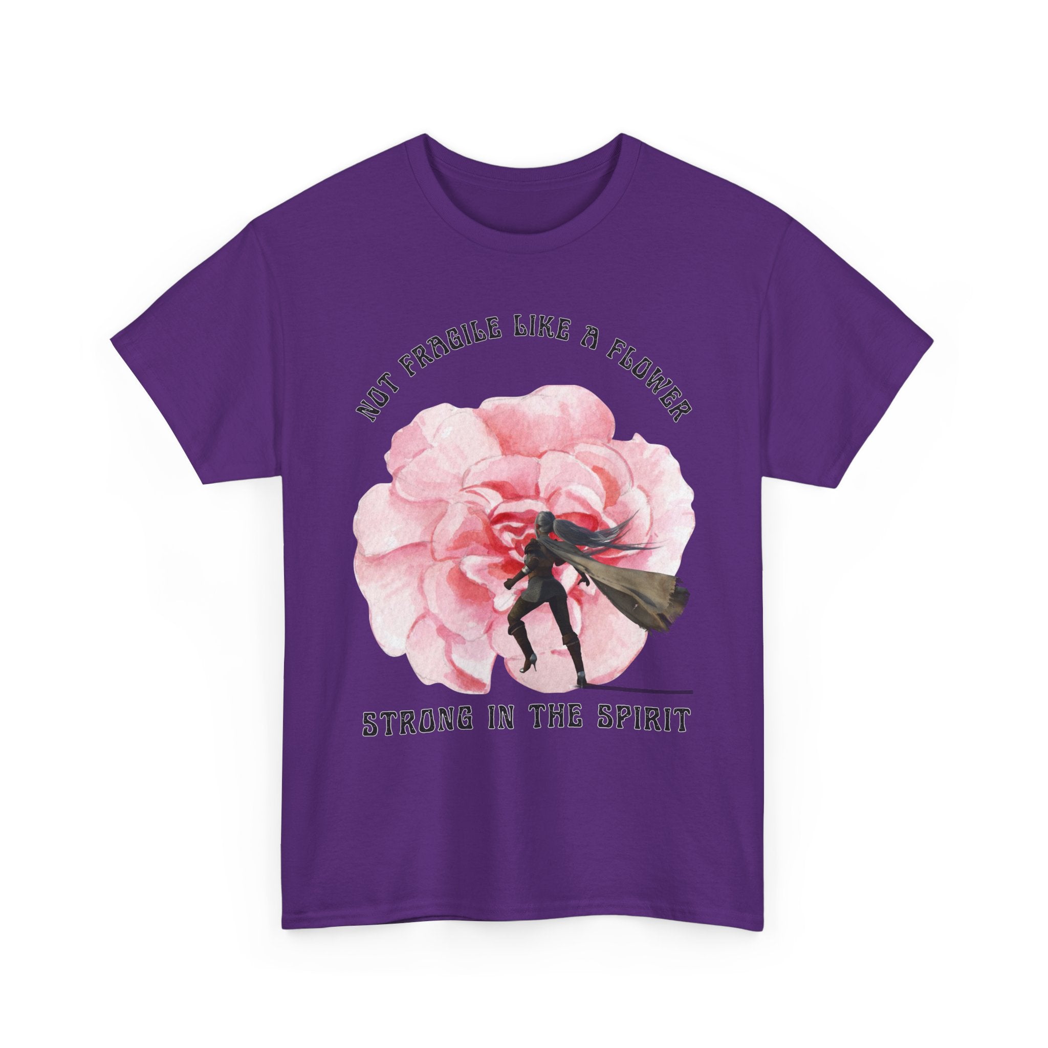 Unisex Heavy Cotton Tee with Empowering Floral Design, Inspirational T-Shirt, Gift for Her, Self-Care Shirt, Women's Day Apparel
