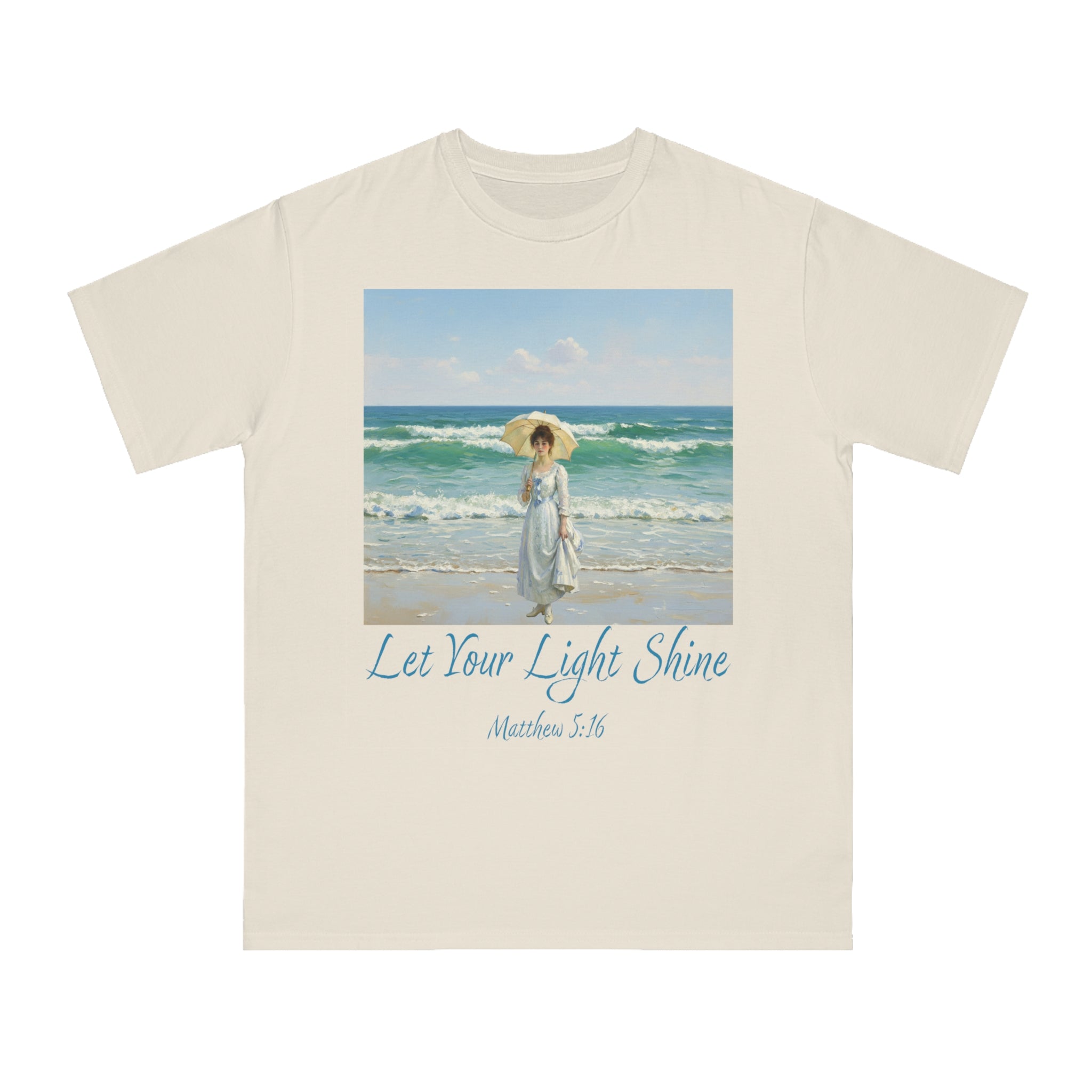 Organic Unisex Classic T-Shirt - Inspirational Beach Art, Let Your Light Shine Design-Figure with a Parasol- Monet Style, Perfect Gift for Ocean Lovers, Casual Wear, [...]
