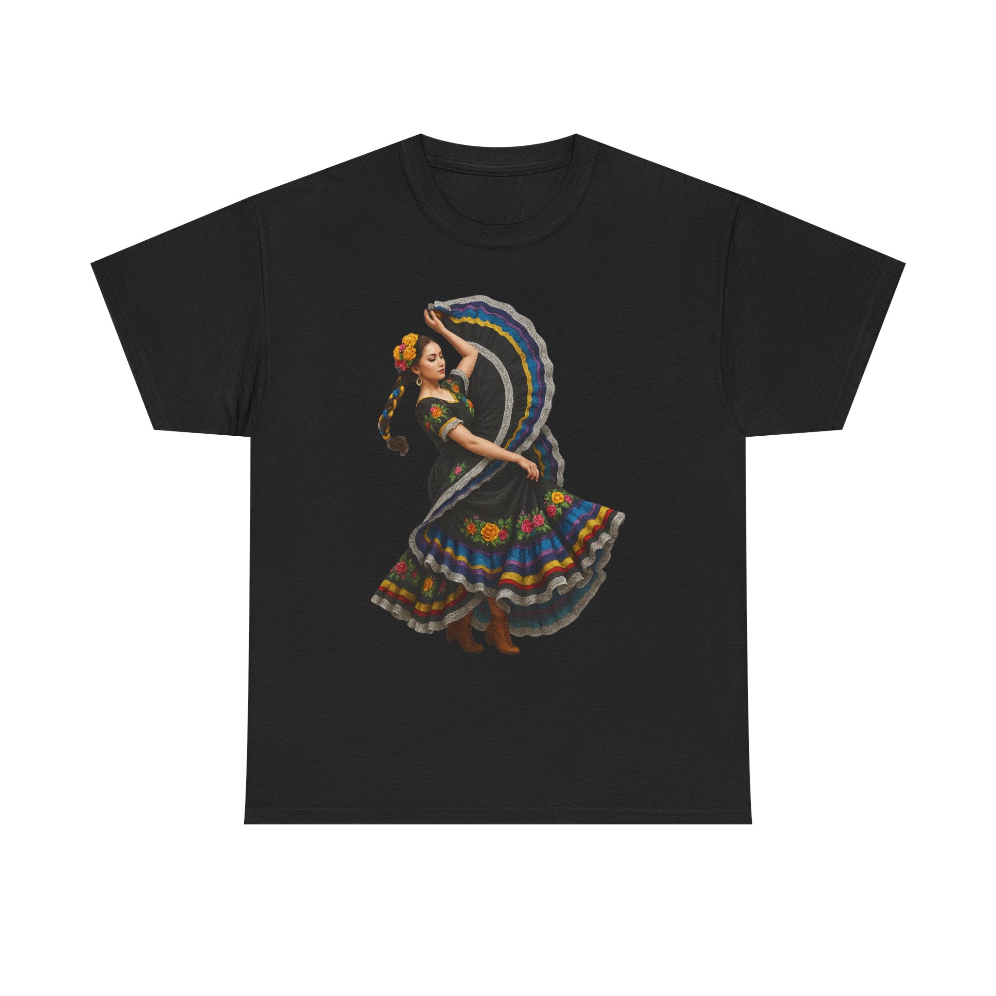 Folklórico Cultural Dance Graphic Tee, Unisex Heavy Cotton T-Shirt, Festival Apparel, Bohemian Style Shirt, Gift for Dancers, Ethnic Art Tee